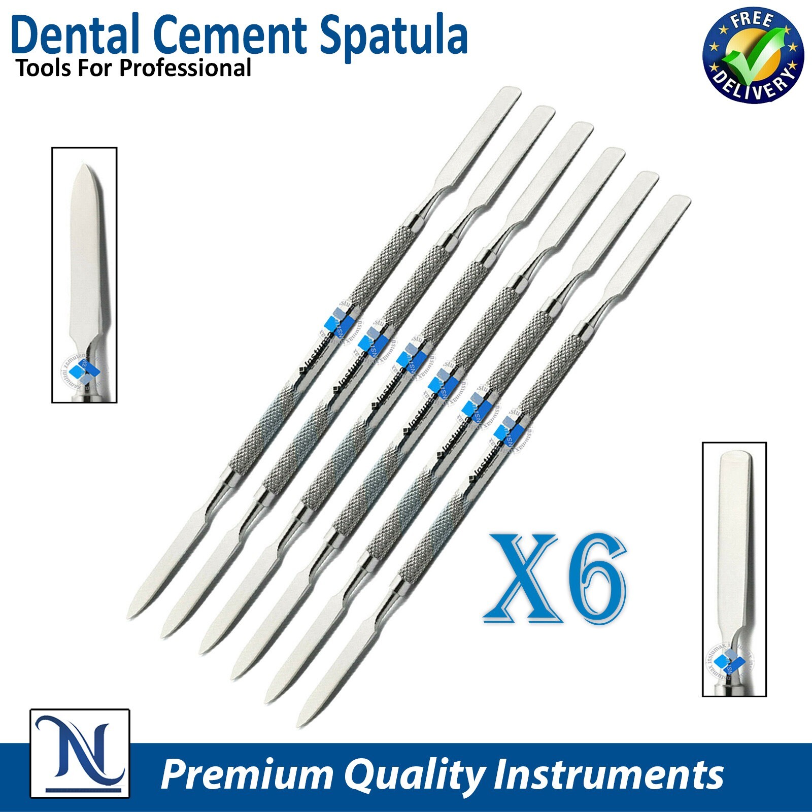 x6 Pcs Dental Instrument Wax Amalgam Cement Spatula Mixing Spatulas Double Ended