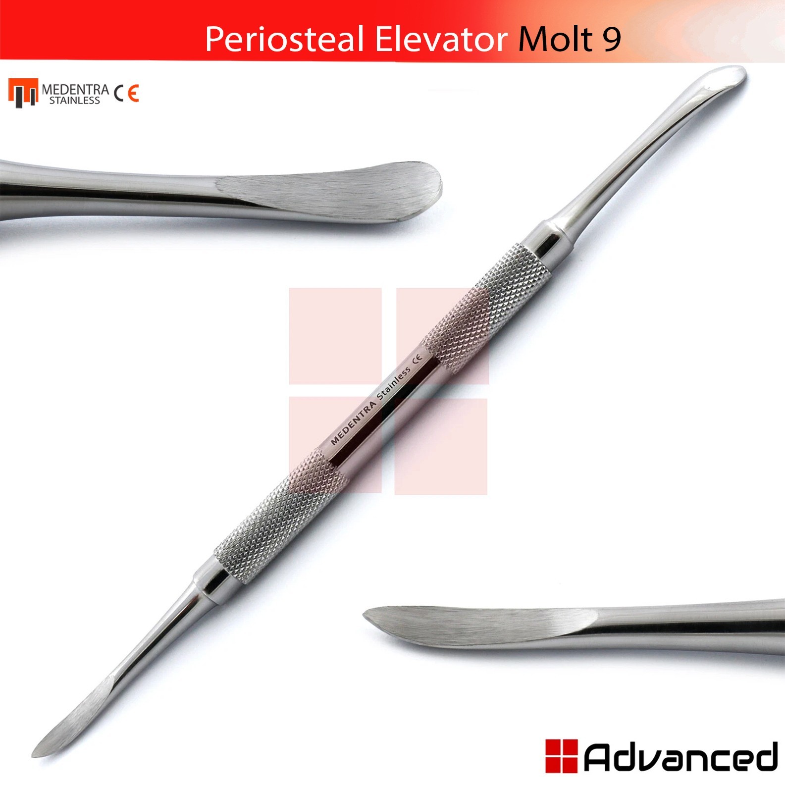 Molt 9 Dental Elevator Lift Separate Periosteum Duble-ended Surgical Instrument
