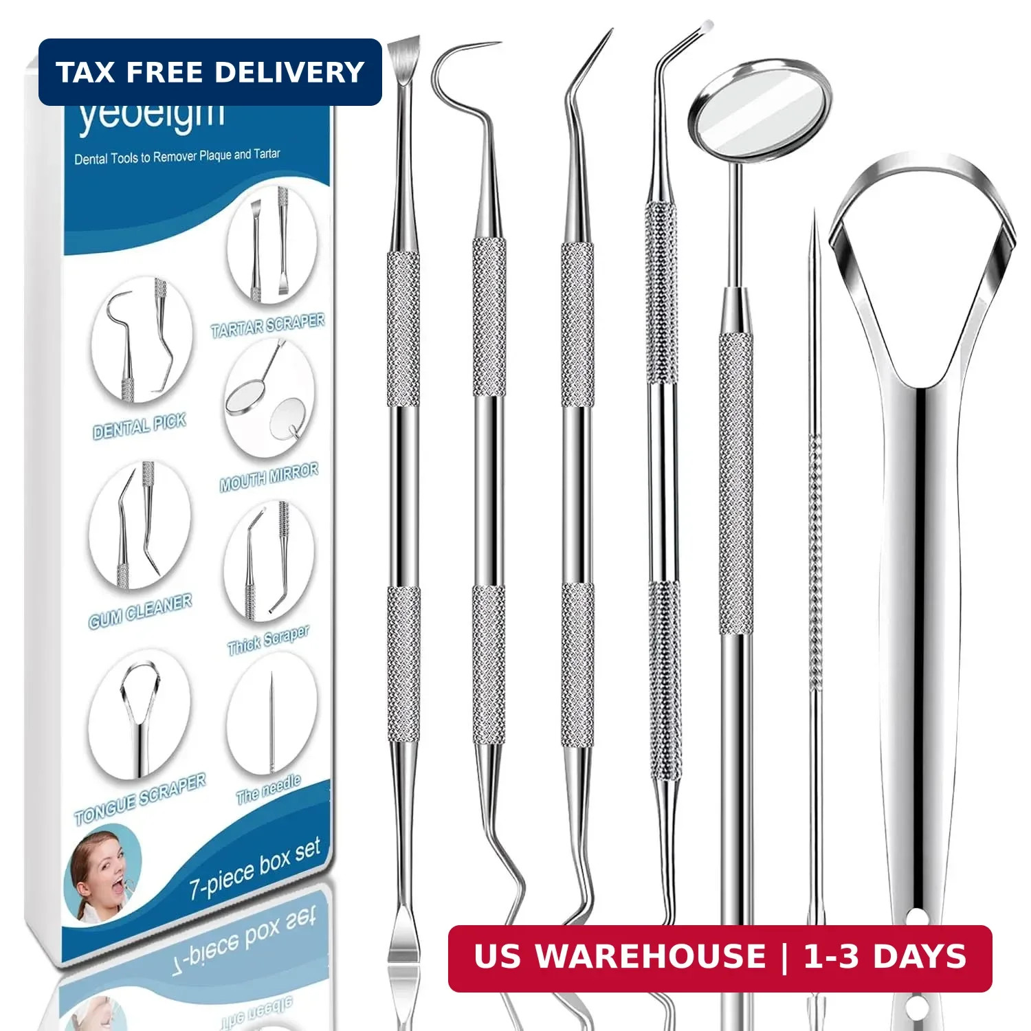 7pcs Dental Tools, Dental Pick Teeth Cleaning Tools Hygiene Kit, Professional St