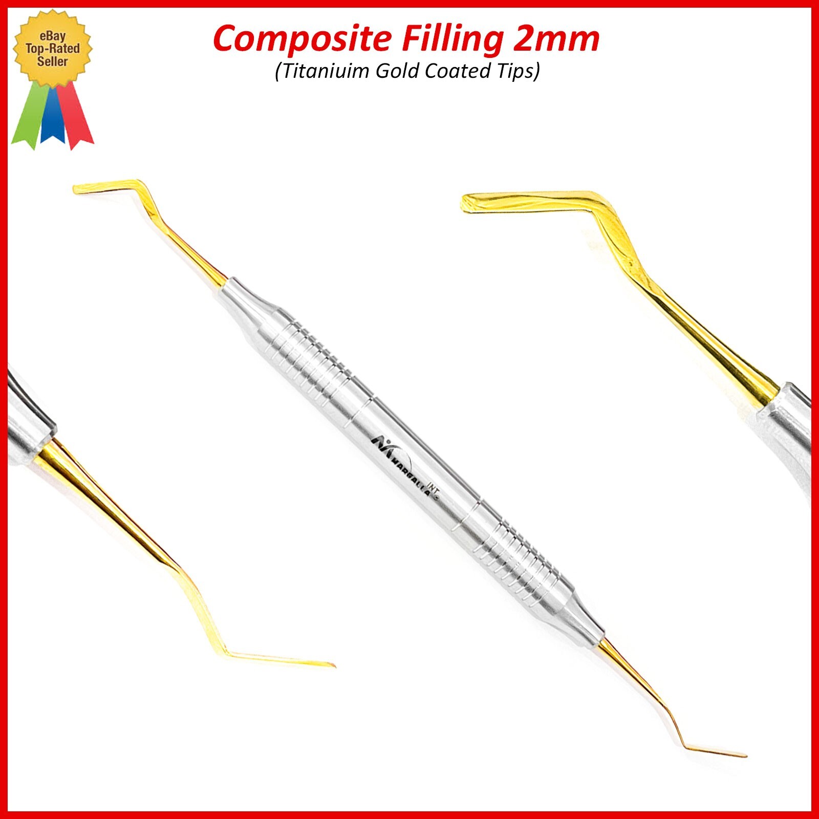Dental Plastic Composite Filling 2mm Gold Titanium Coated Instrument