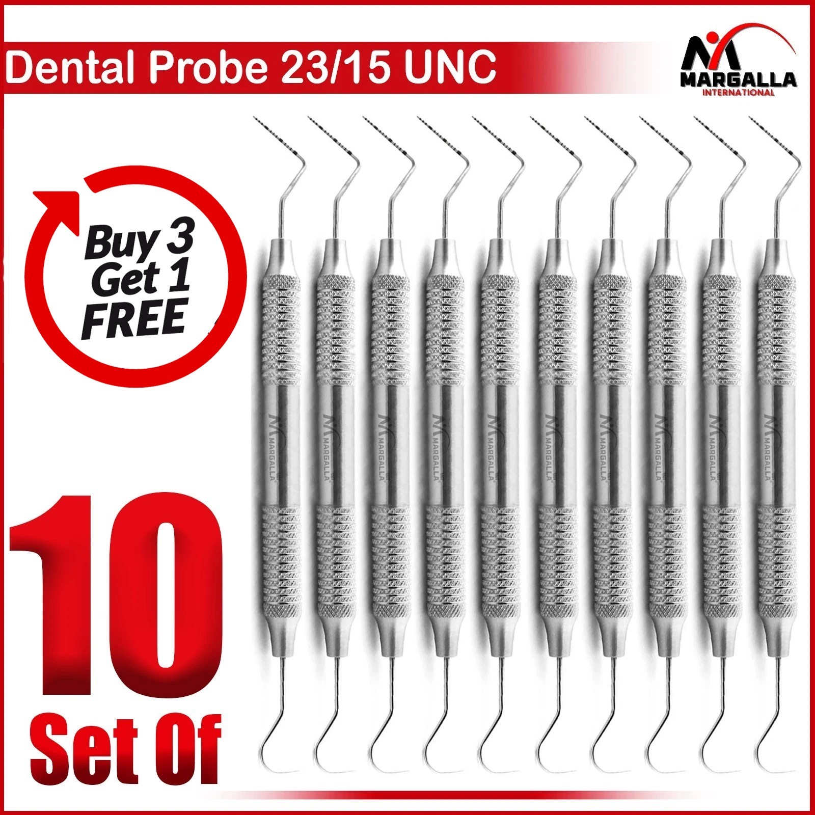 Dental Explorer-Probe 23/15UNC Hollow Handle, High Quality Instruments 10CS