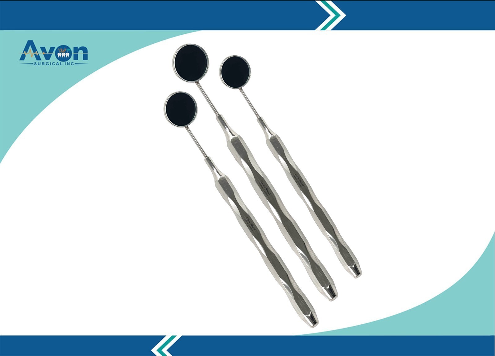 Set of 3 – Hollow Handle Dental Examination Mouth Mirror #, Silver, Stainless