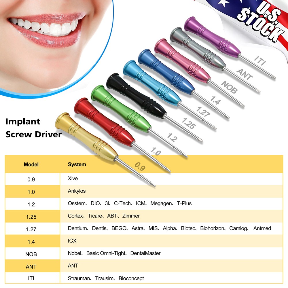 USA Dental Implant Screw Driver Kit Abutment Implant Tools set of 9pcs Drivers