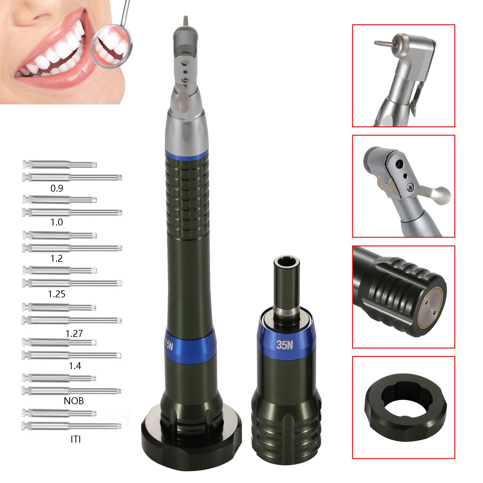 Dental Torque Wrench Universal Implant Kit Wrench Contra Angle &16 Drivers 2type