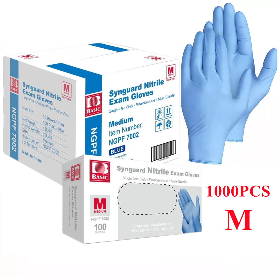 1000pc M Size 3.5 Mil Disposable Medical Nitrile Exam Gloves Latex & Powder Free