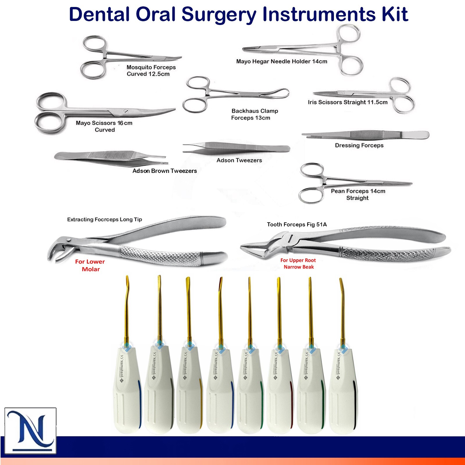 19 Pcs Premium Dental Oral Surgery Kit Extraction Loosen and Elevate Teeth Tools