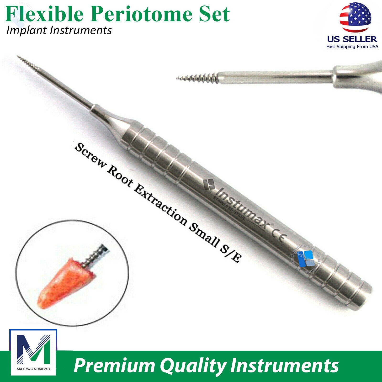 3 Pcs Dental Flex Periotome Set Extraction Screw kit Periodontal Dental Multi