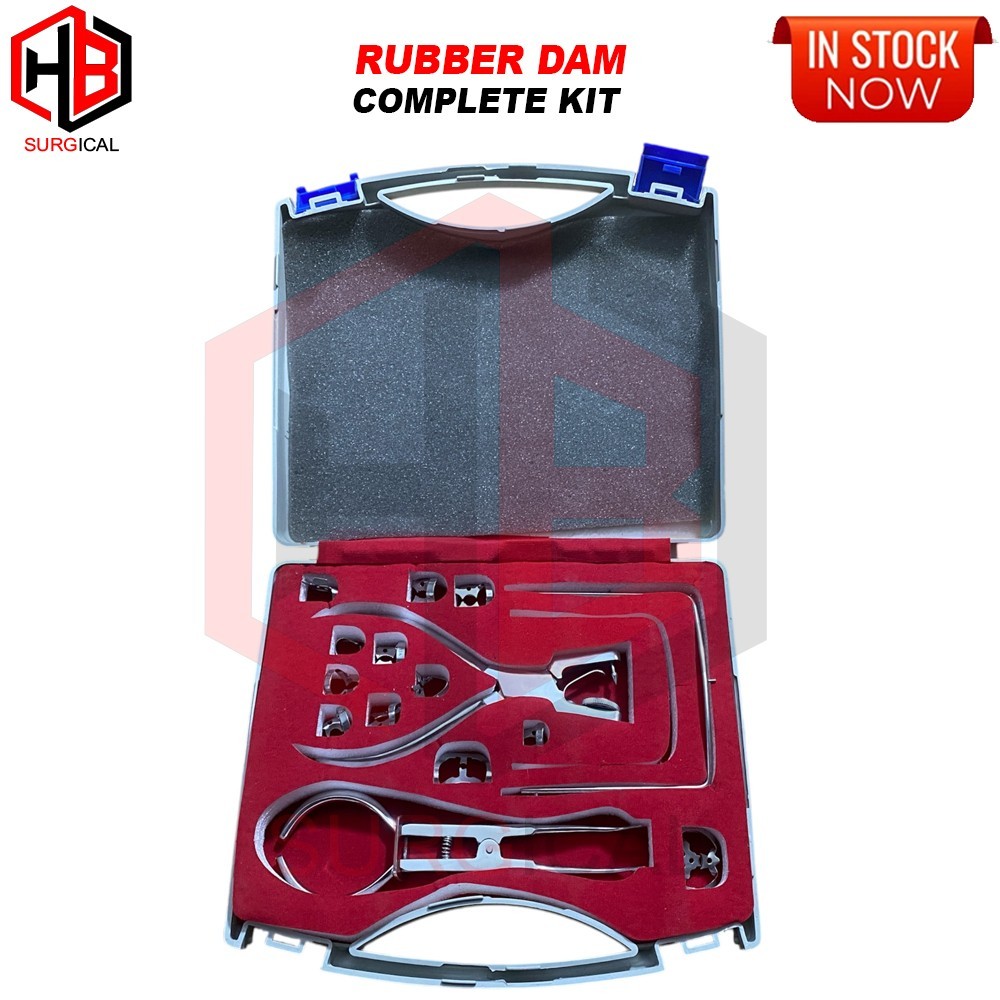 Rubber Dam Kit Starter of 18 Pcs with Frame Punch Clamps Dental Instruments