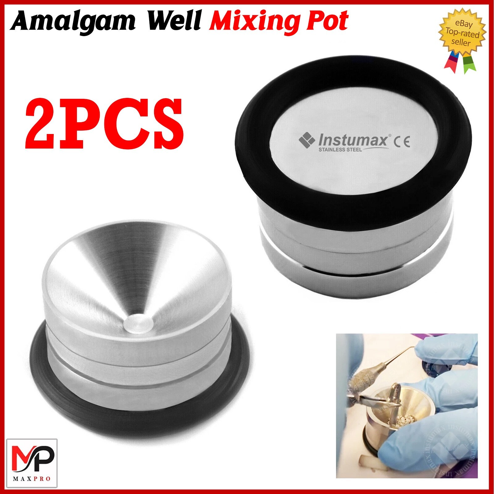 Amalgam Well Mixing Pot | Stainless Steel | Dental Lab Tool | Fast Shipping 2Pcs