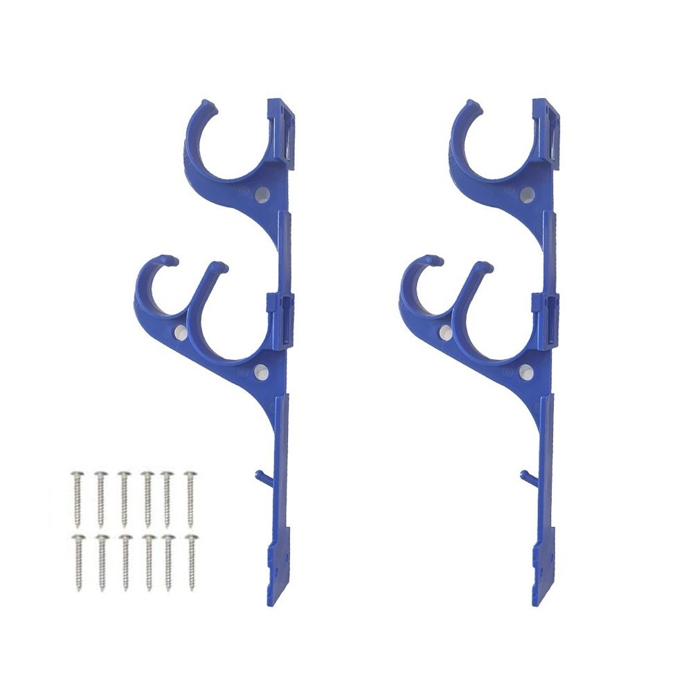 2-Pack Blue Pool Hooks Plastic 10.5 x 3.5 x 29.5 cm with Mounting Screws