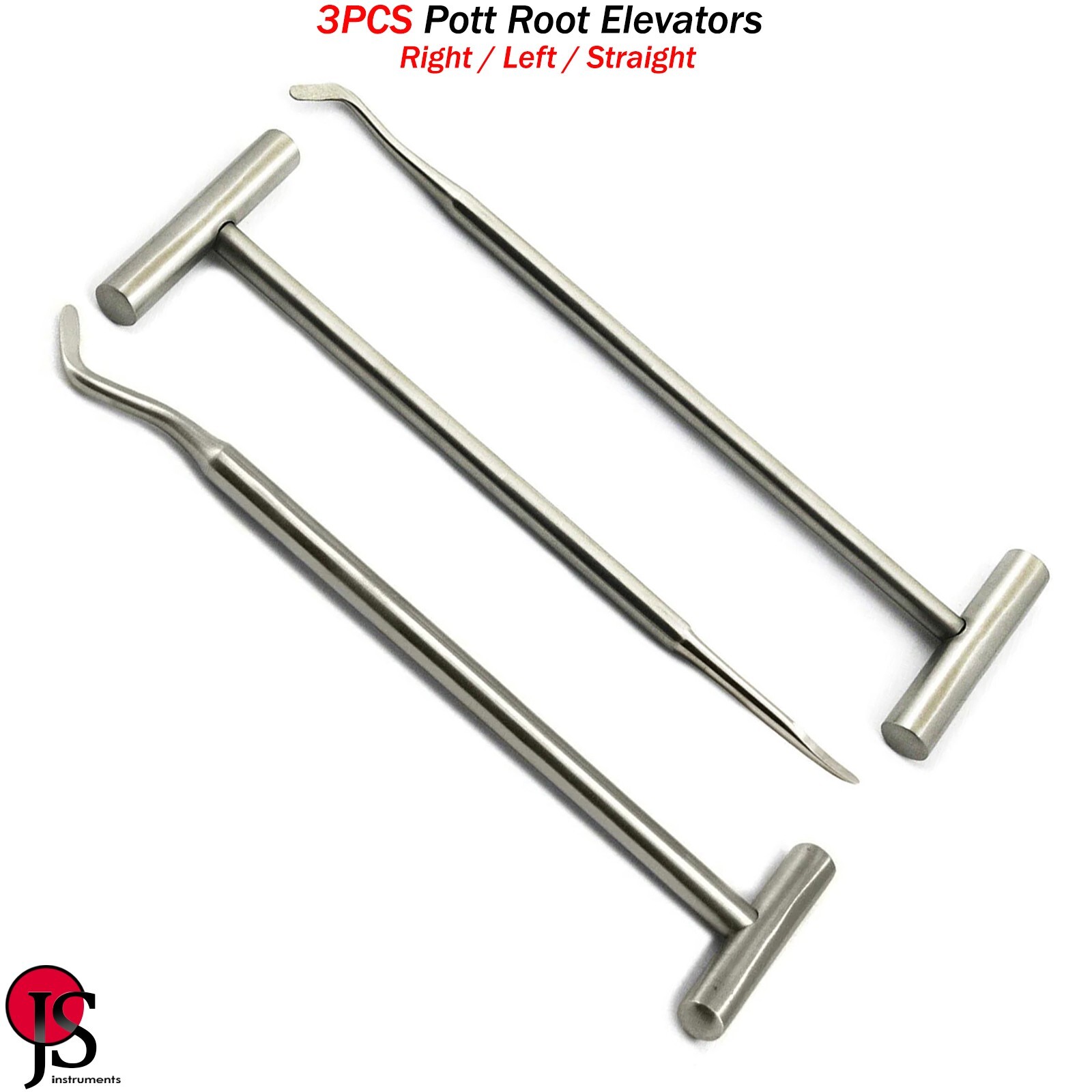 Potts Root Elevator Tooth Loosening Extraction Periodontal Ligament Dental 3PCS
