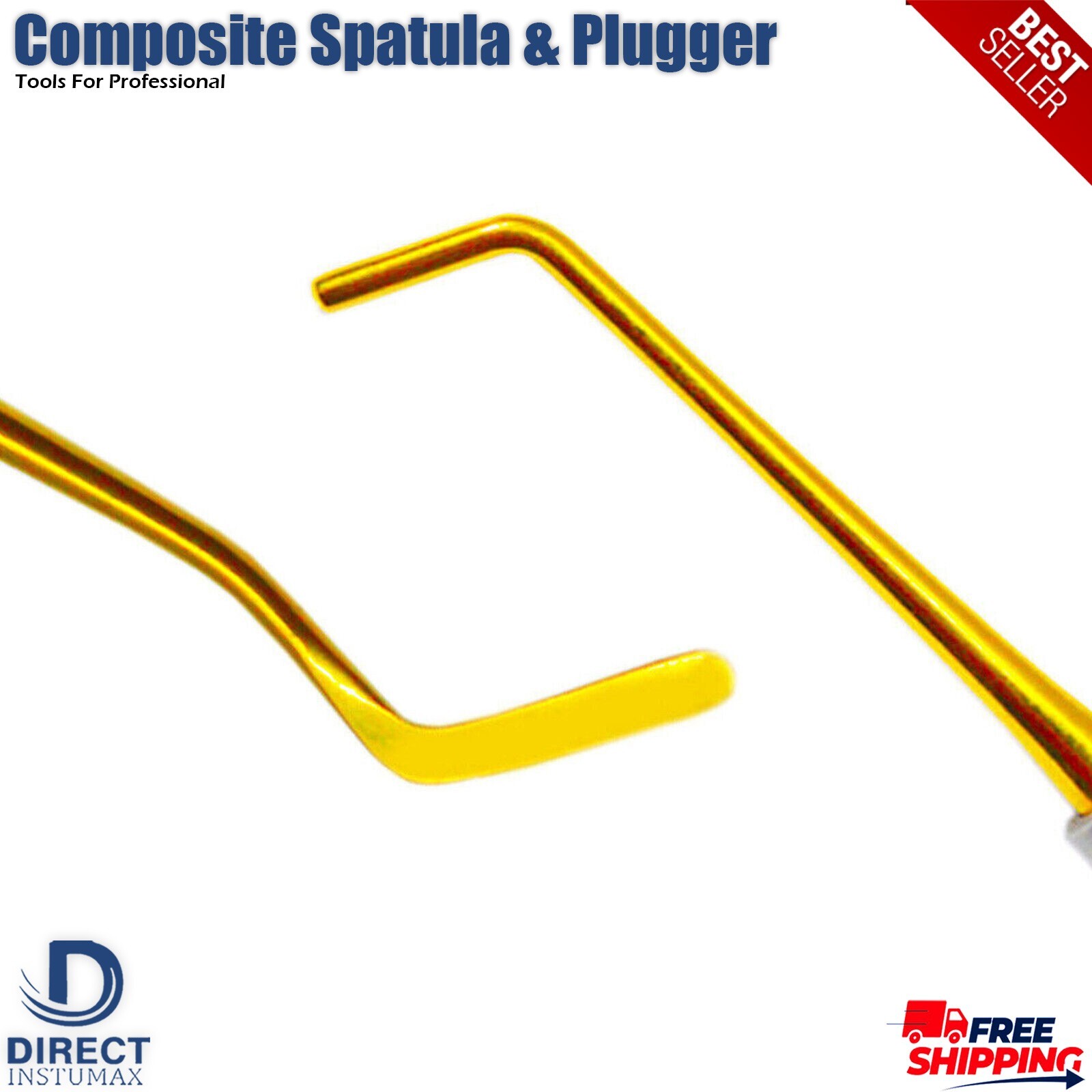 Dental Composite Filling Instruments Spatula & Plugger Titanium Gold Tips Set