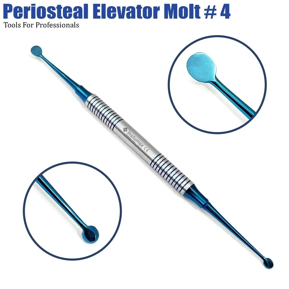 10 Pieces Dental Molt #4 Elevator Periosteal Bone Curette Surgical Instruments