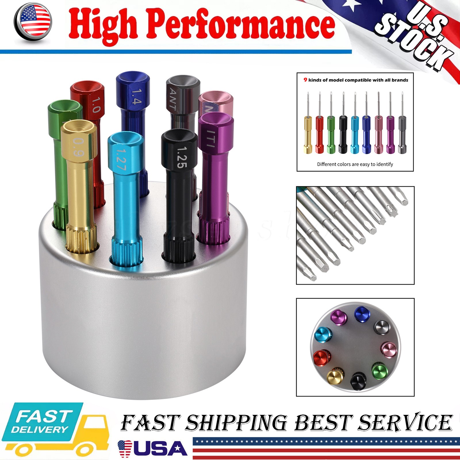 Dental Implant Screw Driver Kit Lab AST 3i NOB Implant Tools 9 PCs Set & Holder