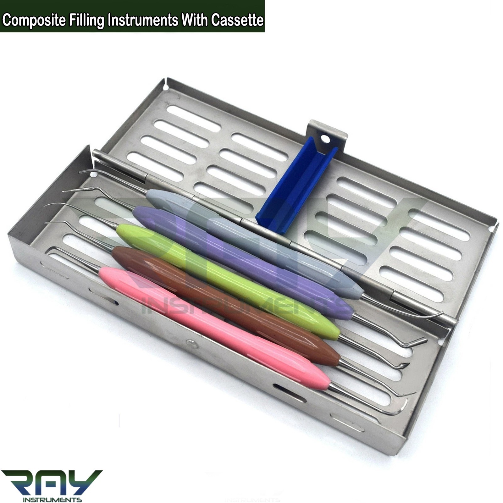 5 Pcs Set Dental Composite Filling Instruments Silicone Handle With Cassette