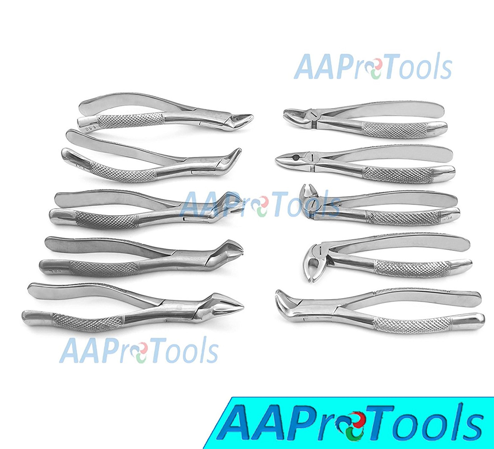 AA Pro: 10 Extracting Forceps 23, 65, 88L, 88R, 150, 151, MD1, MD2, MD3, MD4
