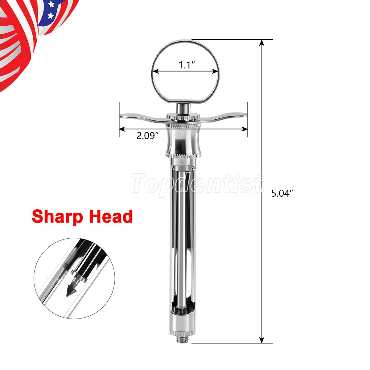 Dental Surgical Instrument Oral Injection Syringe Sharp Headed Stainless Steel