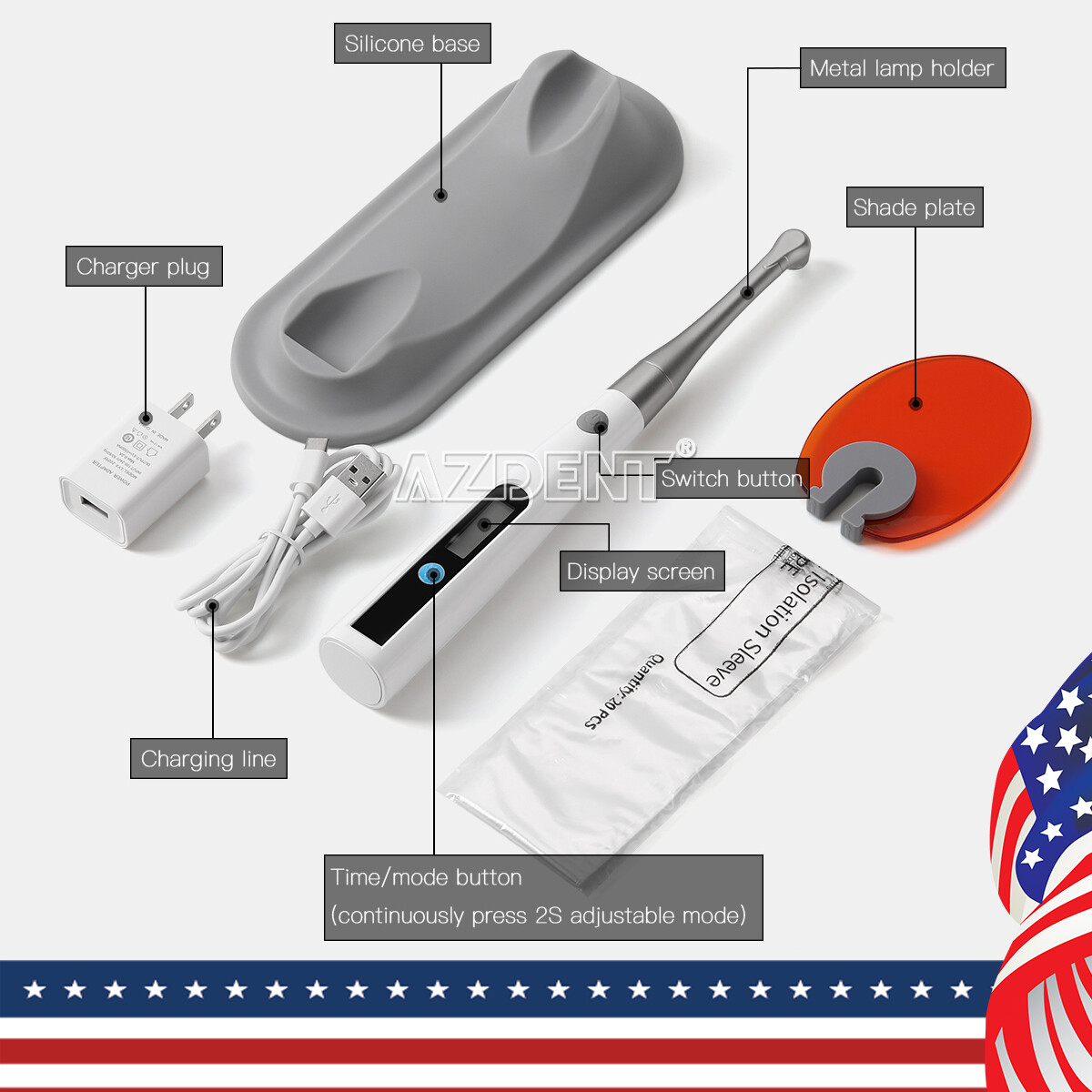 Dental LED Curing Light Lamp 1Sec to Cure 1400mw/cm² CV-215GUN / YS-C 2000mw/cm2