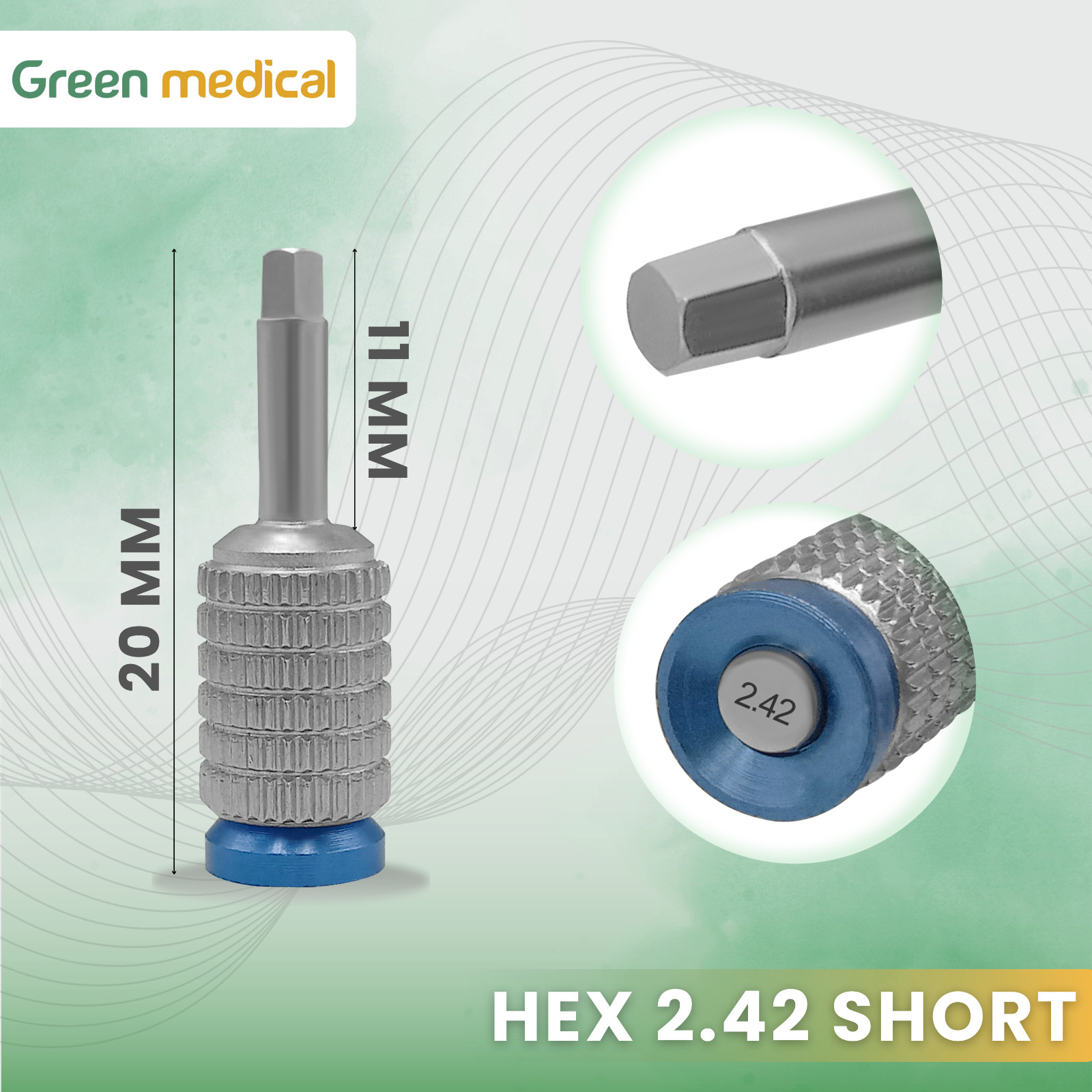 4 Pcs Dental Implant Hex Driver Set Handheld Tool Kit Surgical Stainless Steel