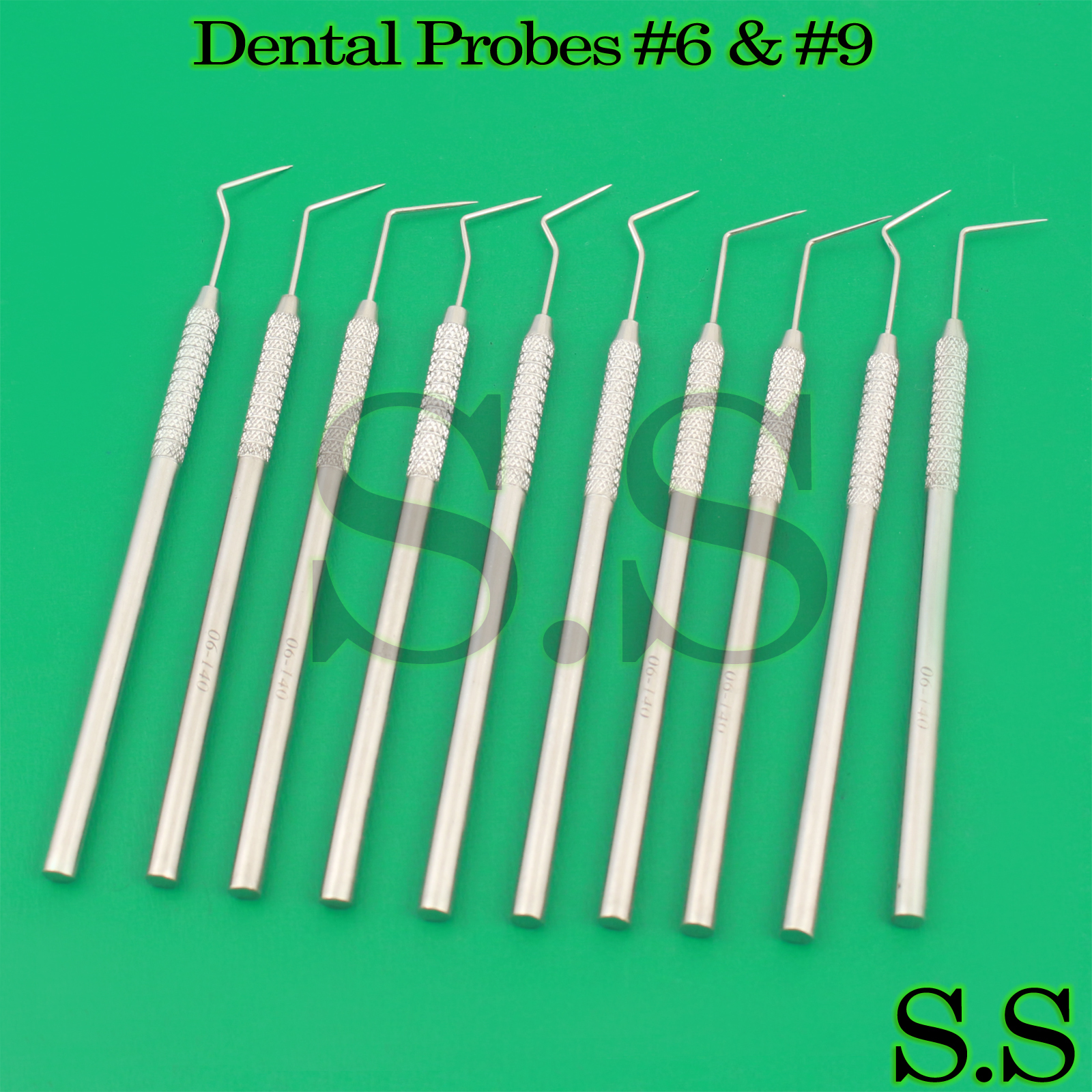 10 Pcs set Single Ended Dental Probes #6 & #9 Endodontic Explorer Dental Instrum