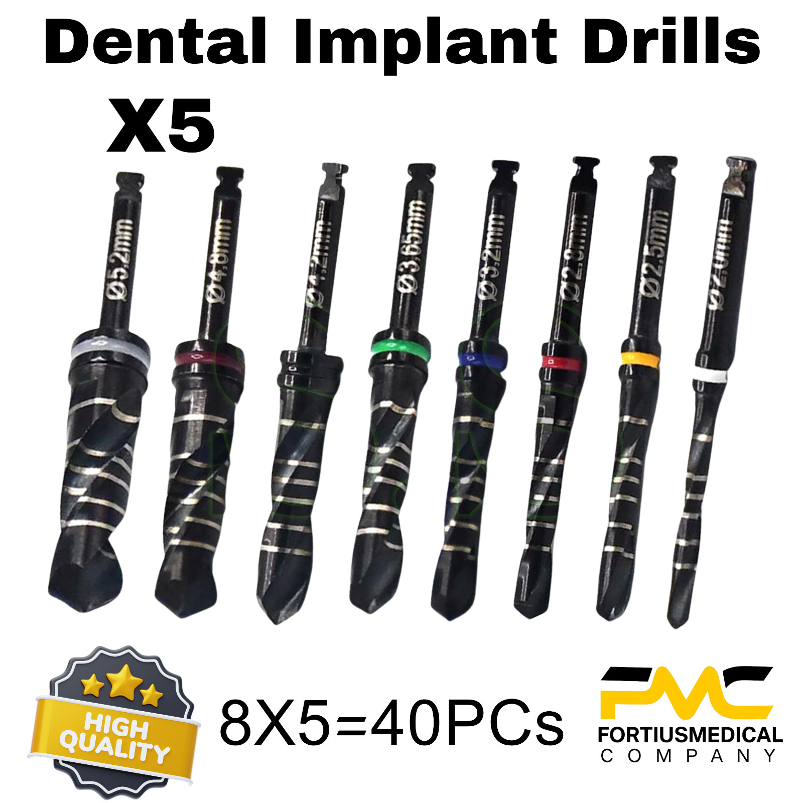 5X Dental Implant Drill External Irrigation Instruments Surgical Tools 8X5=40PCS