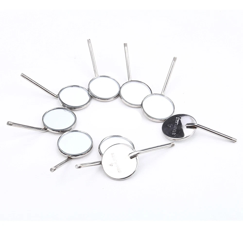 50Pcs Dental Stainless Steel Mouth Mirror Head #4 Front Reflector Cone Socket