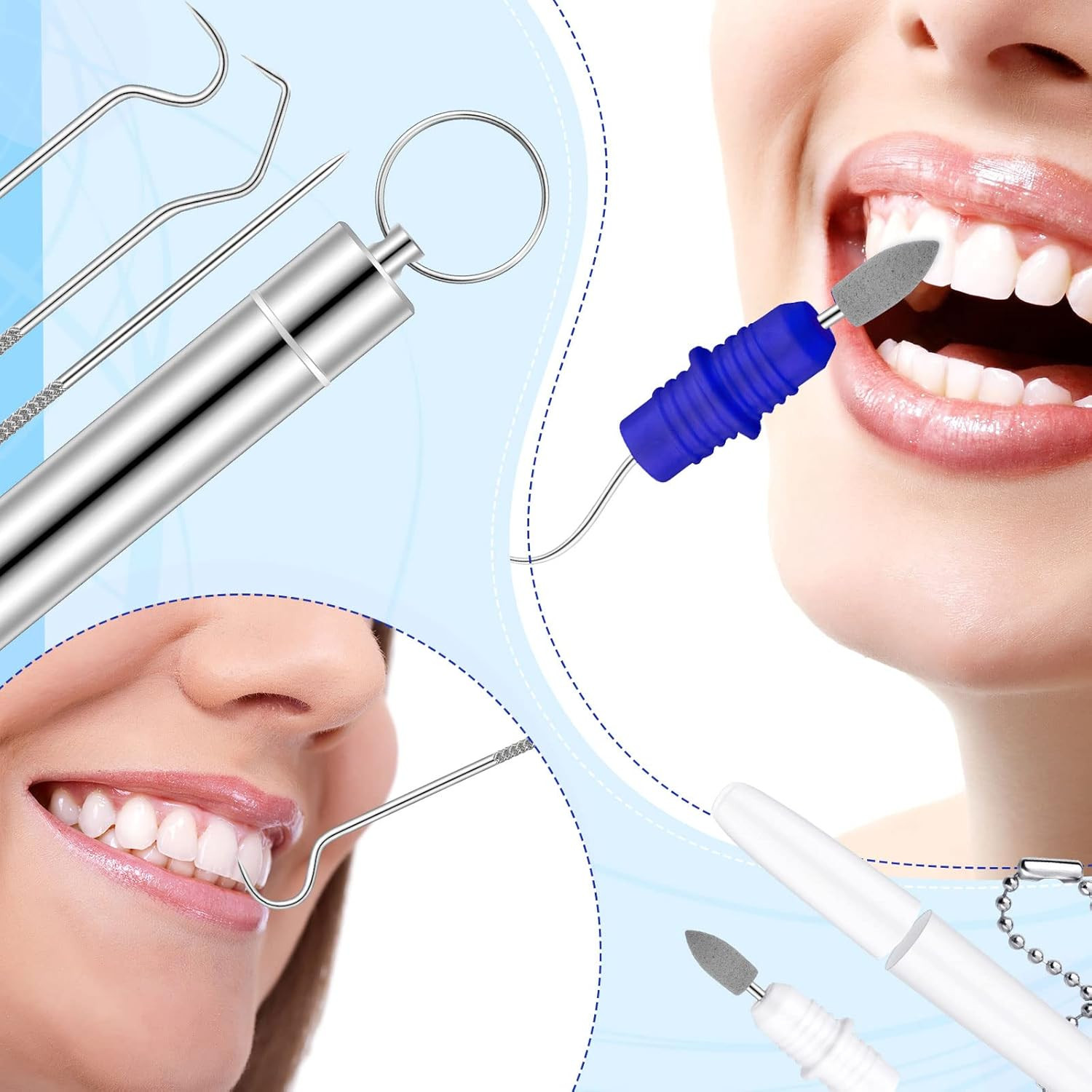 5 Pieces Dental Tools Travel Dental Pick Metal Tooth Scraper Professional Stainl