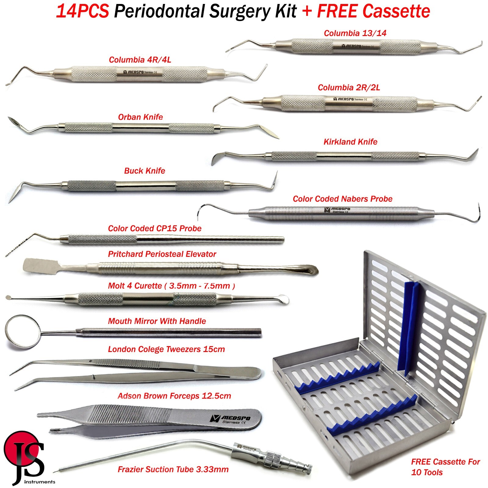 Dental Periodontal Instruments Surgery Gingivectomy Knives Curette Perio Probe