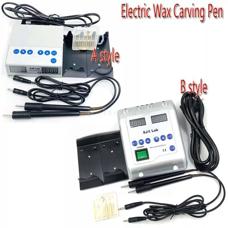 SJK Dental Lab Electric Wax Knife Waxer 2 Carving Pen Pencil Carver With 6 Tips