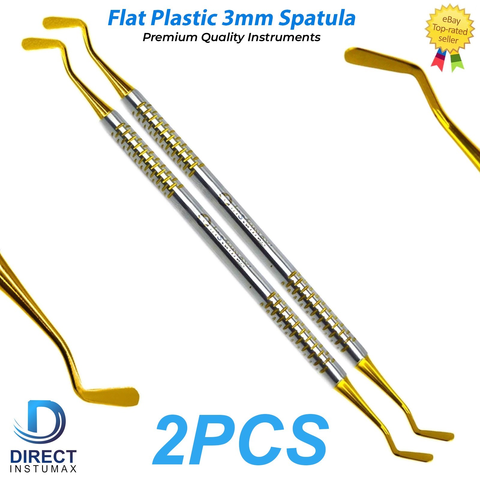 Dental Flat Plastic Composite Filling Instrument Gold Coated Restorative Tool