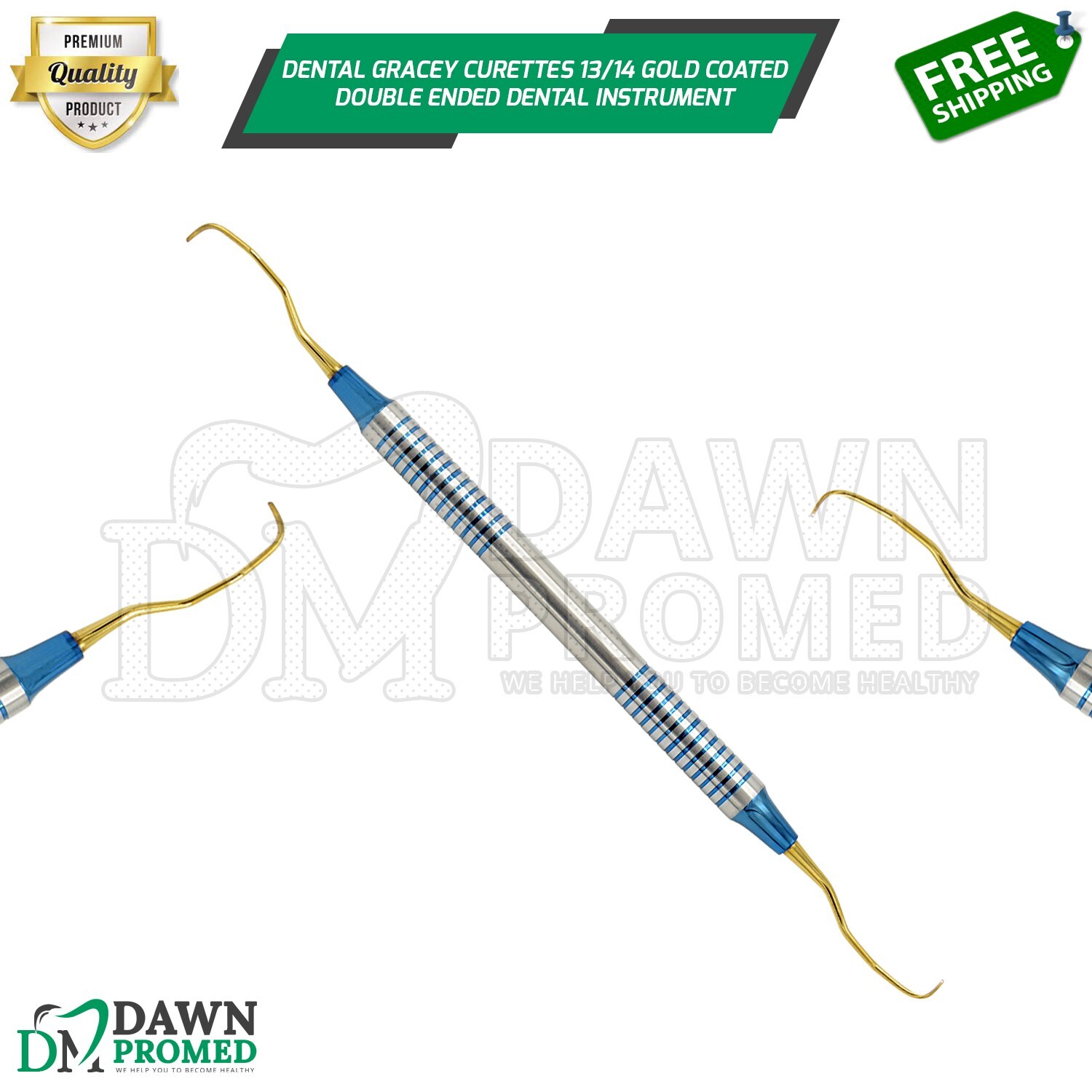 Dental Gracey Curettes 13/14 Gold Coated Double Ended Dental Inst German Grade