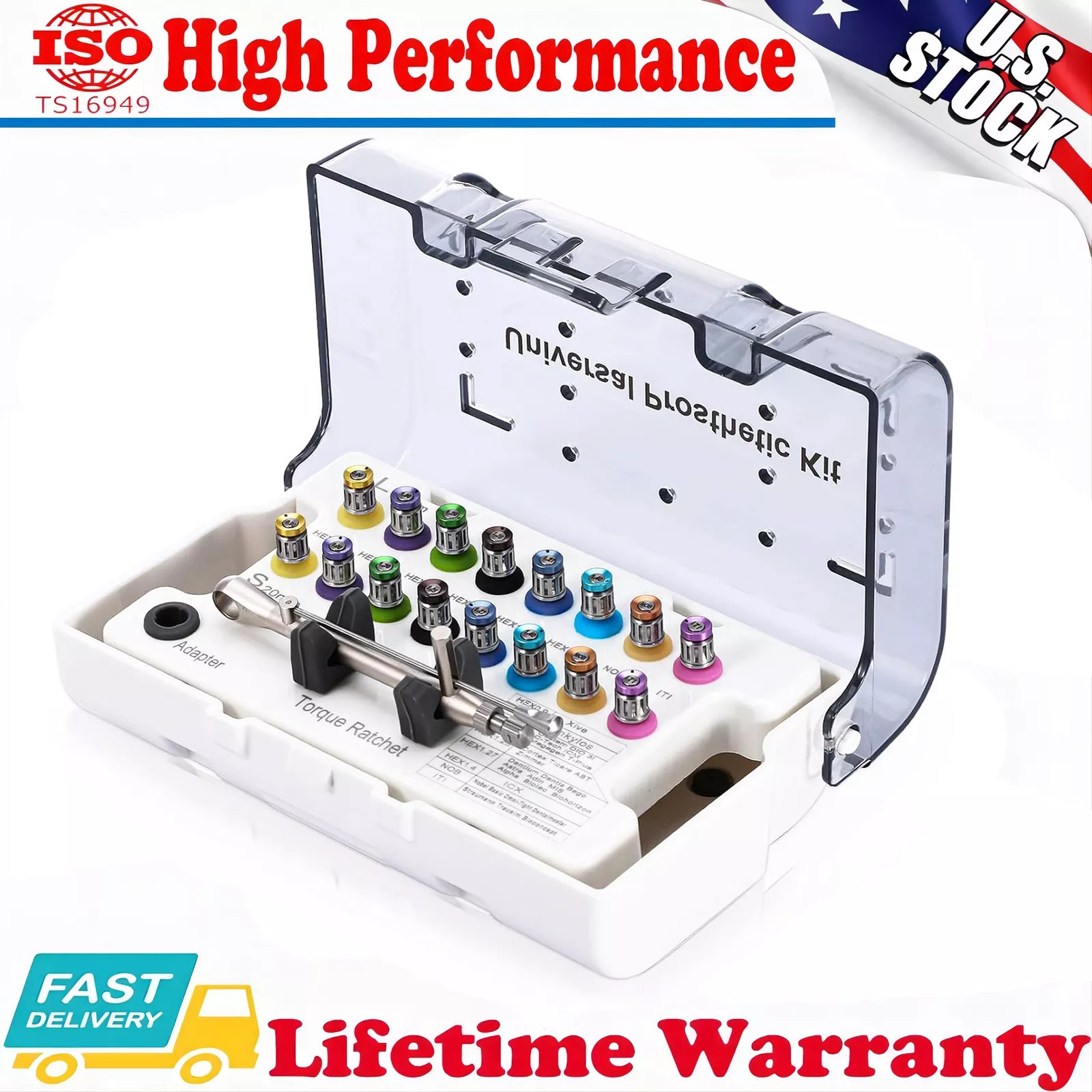 Universal Implant Abutment Prosthetic Kit Ratchet General Box for Dental