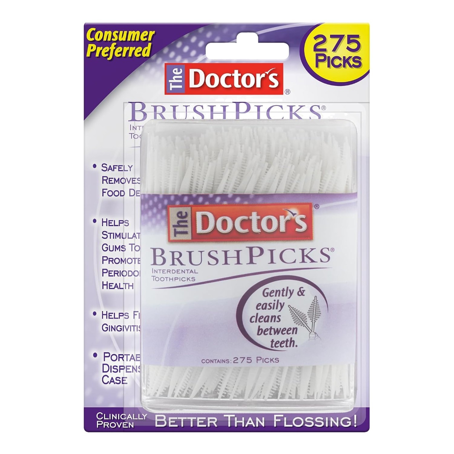 BrushPicks Interdental Brushes – Food Debris Remover, 275 Ct