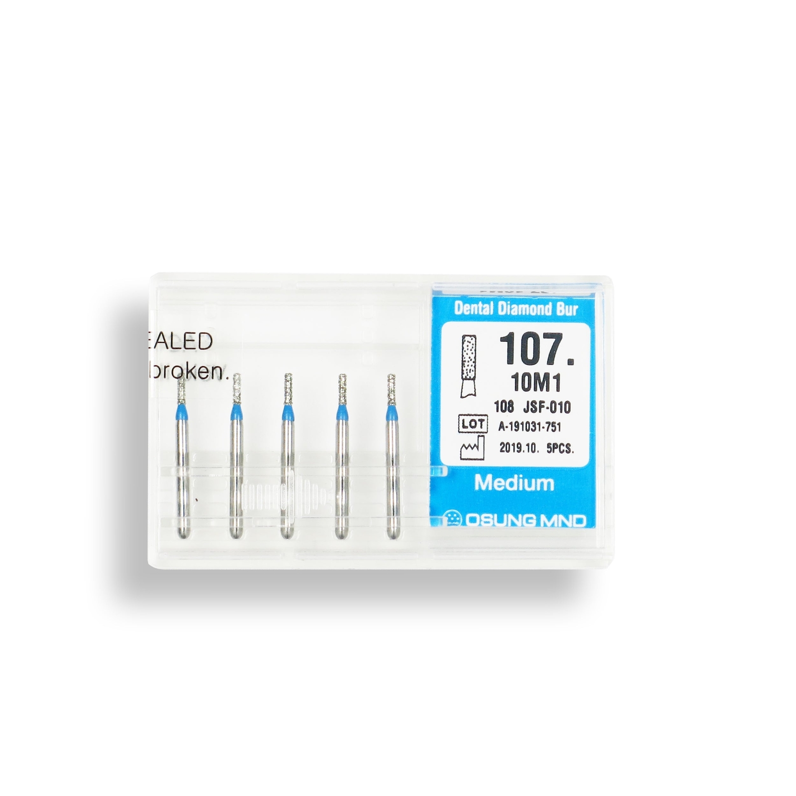 Cylinderical 1 mm Dia Medium Grit Diamond Bur 5/Pack [1730-107.10M1]