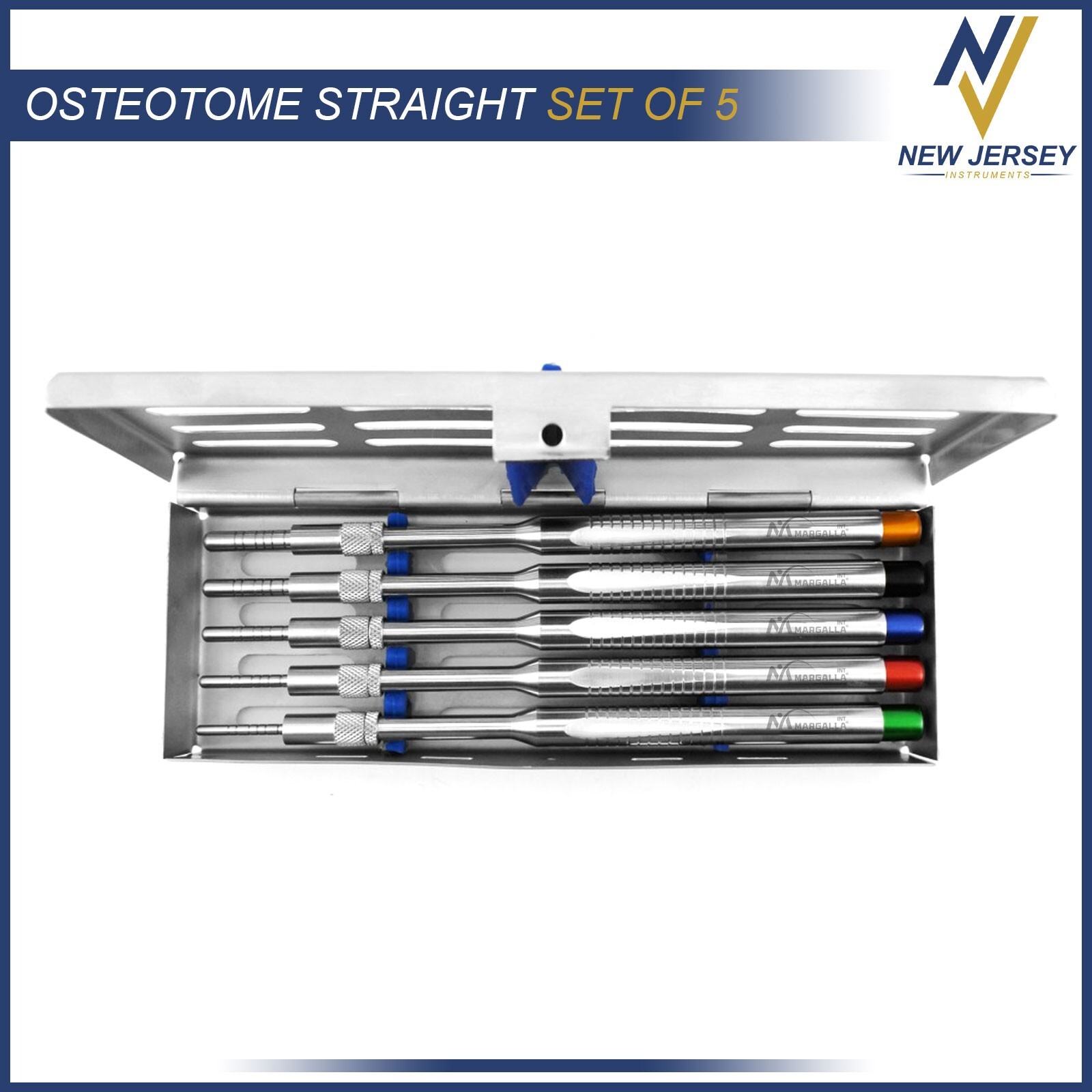 5 Pcs Osteotome Set Osteotomy Convex Sinus Implant Lift with Sterlization Tray