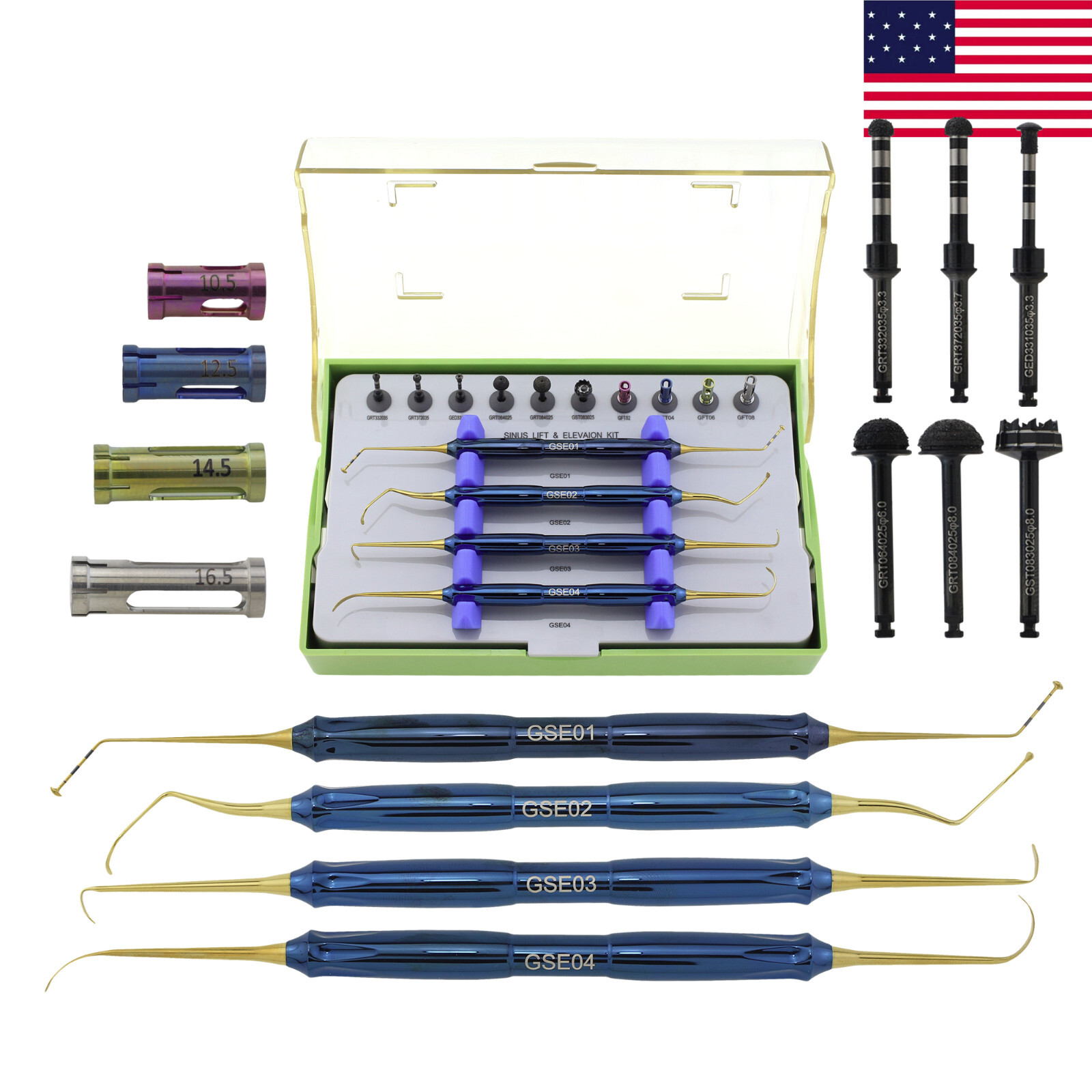 DASK Dental Sinus Lift Kit Implant Elevation Instruments Diamond Drills Stoppers