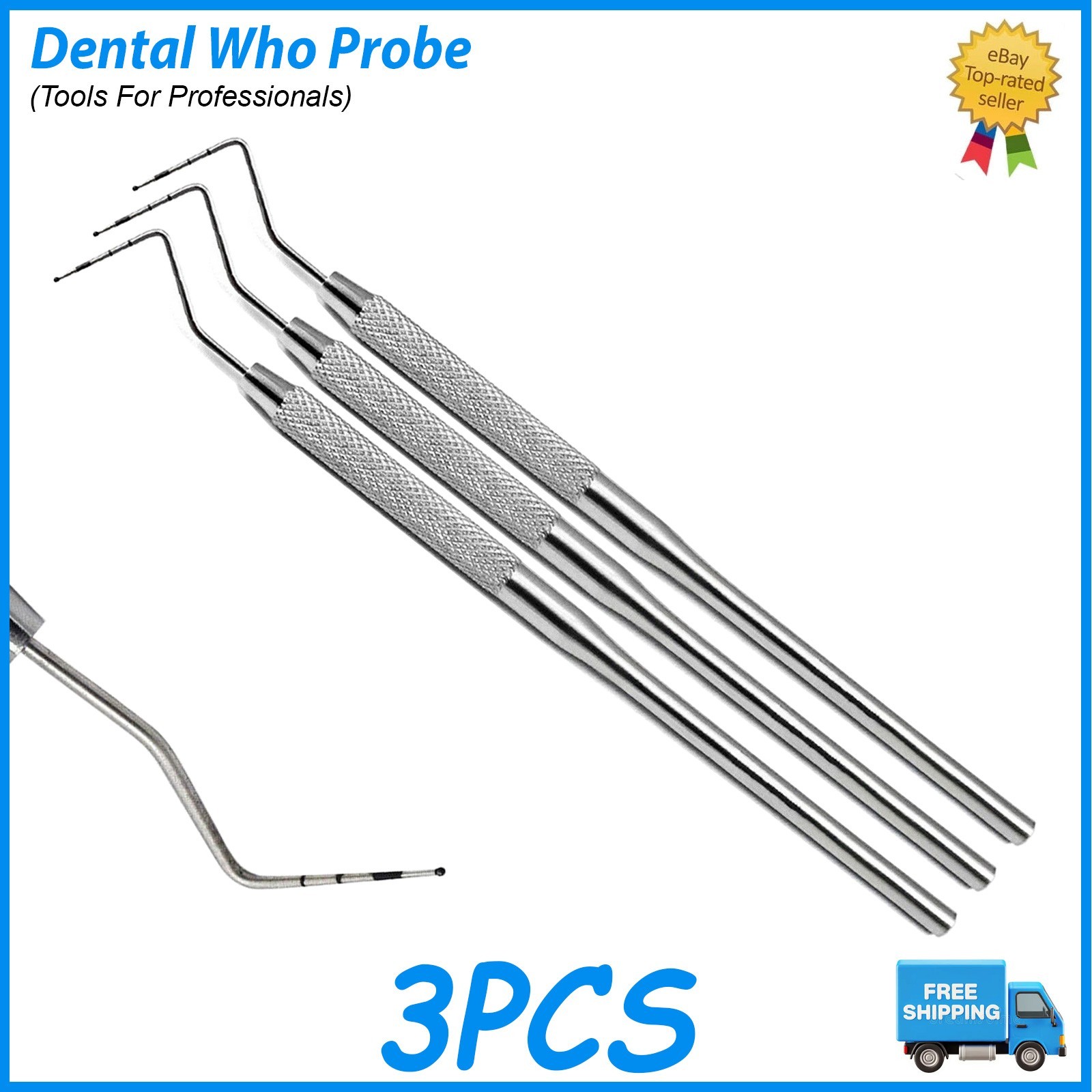 Dental Hygienist WHO Probe Ball Tip Color Coded Gum Depth Measuring Tool