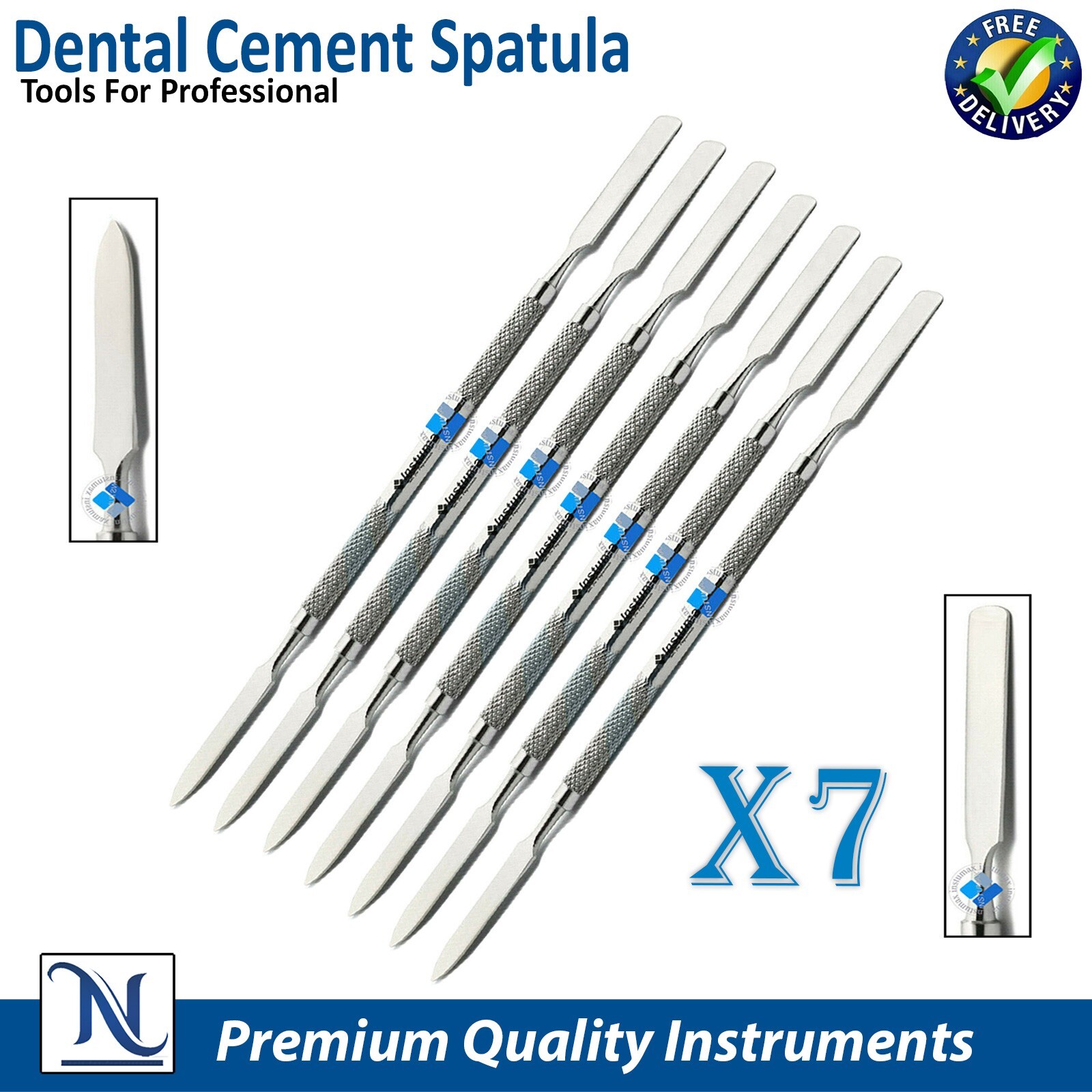 7Pcs Dental Instrument Wax Amalgam Cement Spatula Mixing Spatulas Double Ended