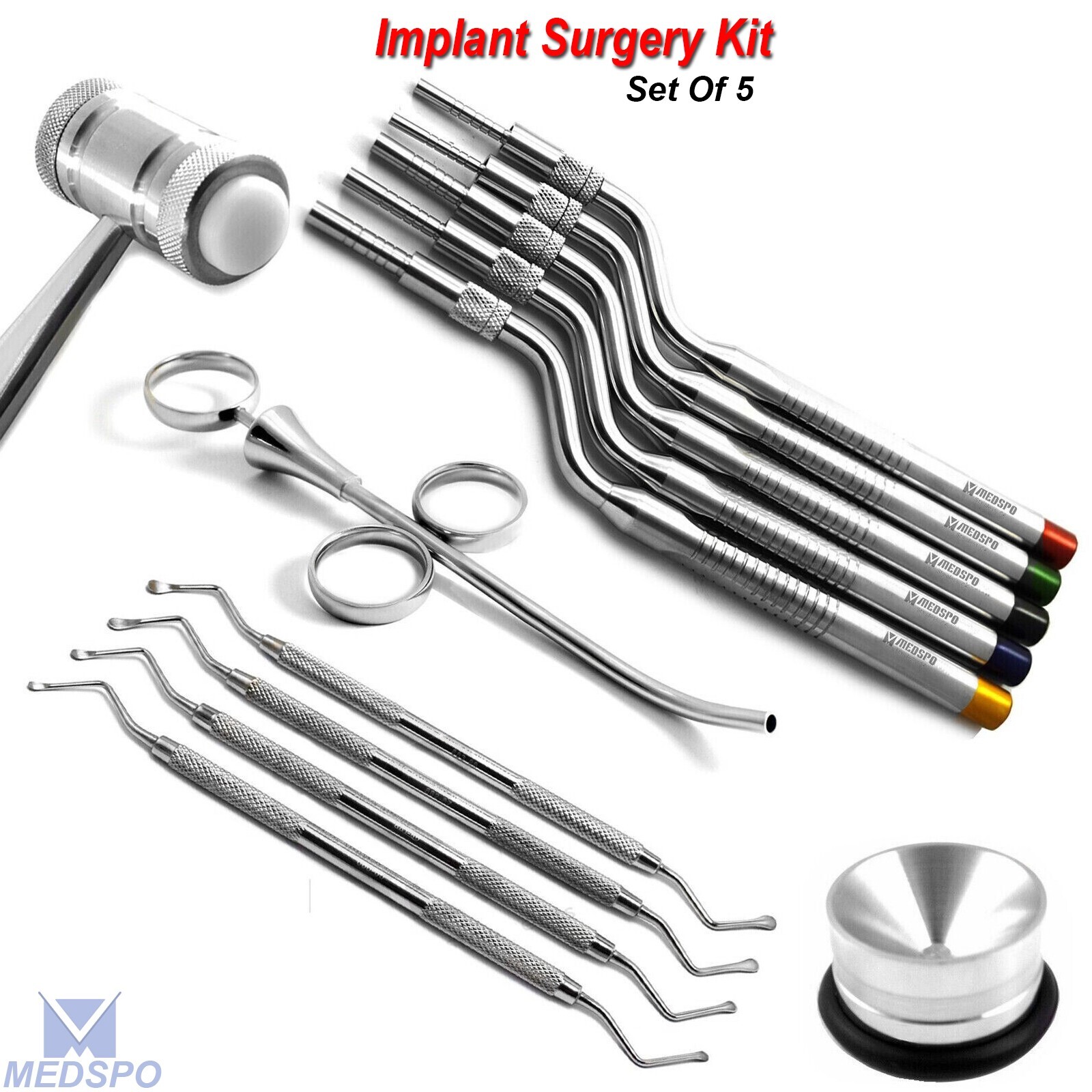 Sinus Lift Osteotome Bone Graft Mallet Implant Surgery Kit Surgical Curettes Kit