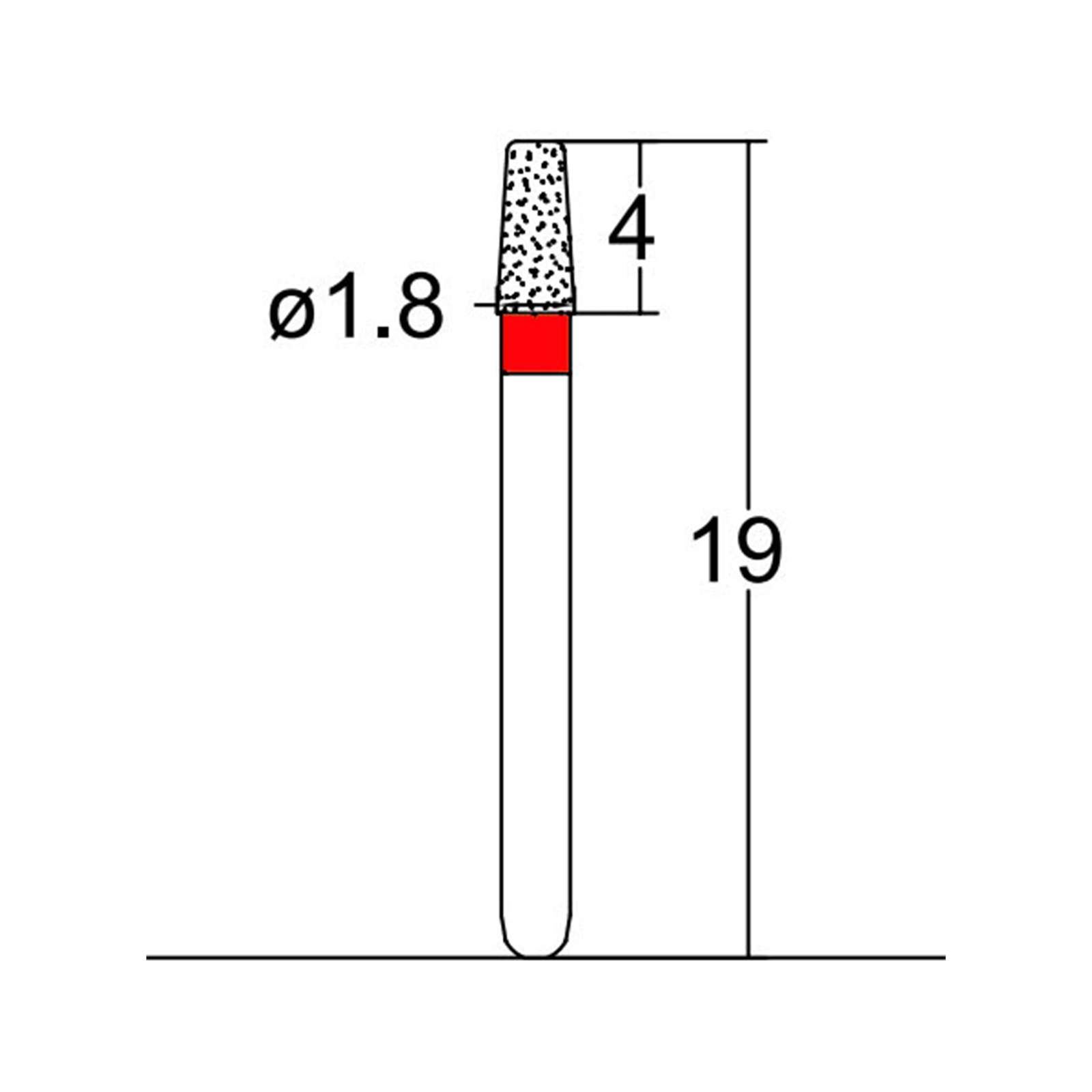 Conical,Round Edge 1.8 mm Dia Fine Grit Diamond Bur 5/Pack [1715-584.18F1]