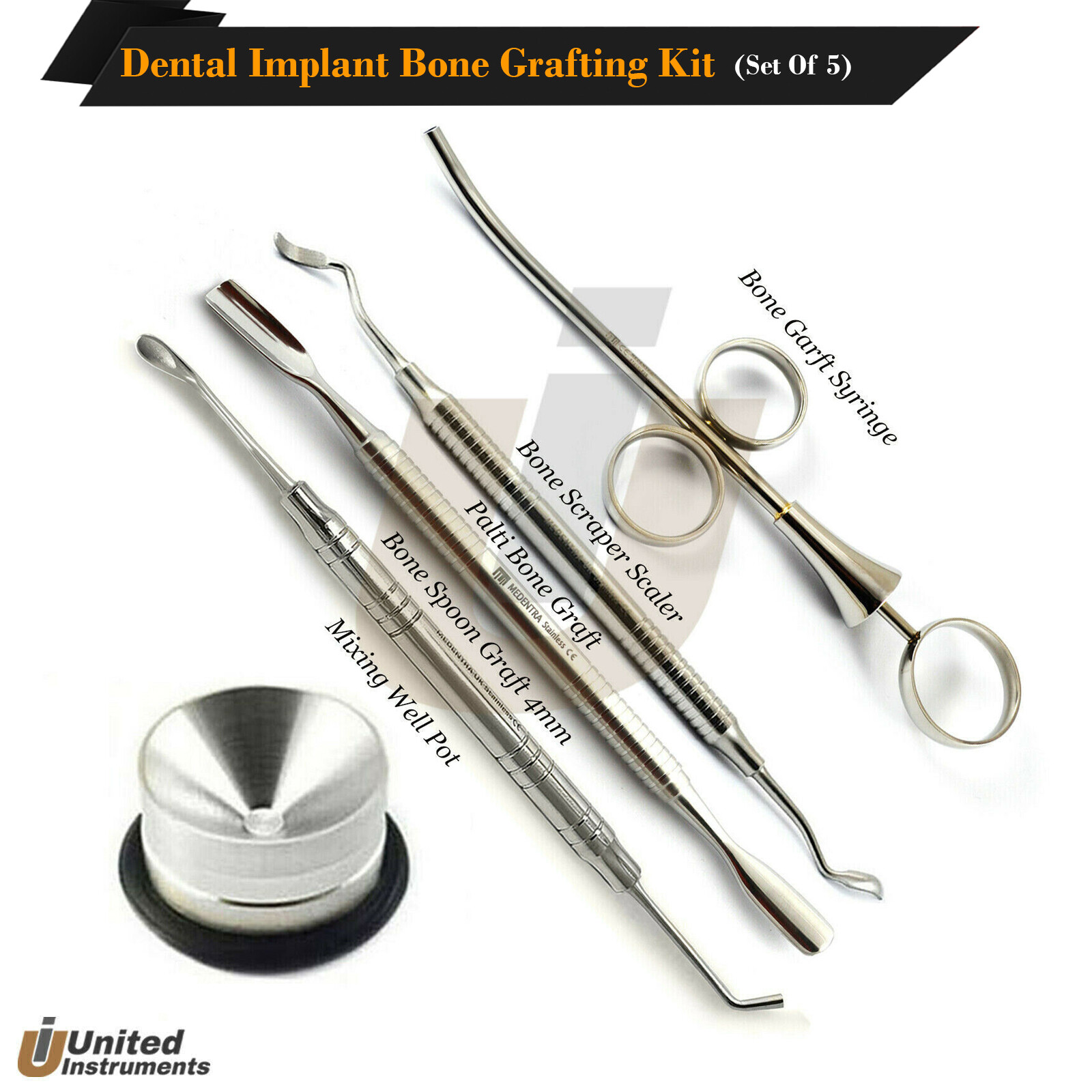 Implant Bone Grafting Syringe Scraper Palti Bone Graft Scoop Mixing Well Pot
