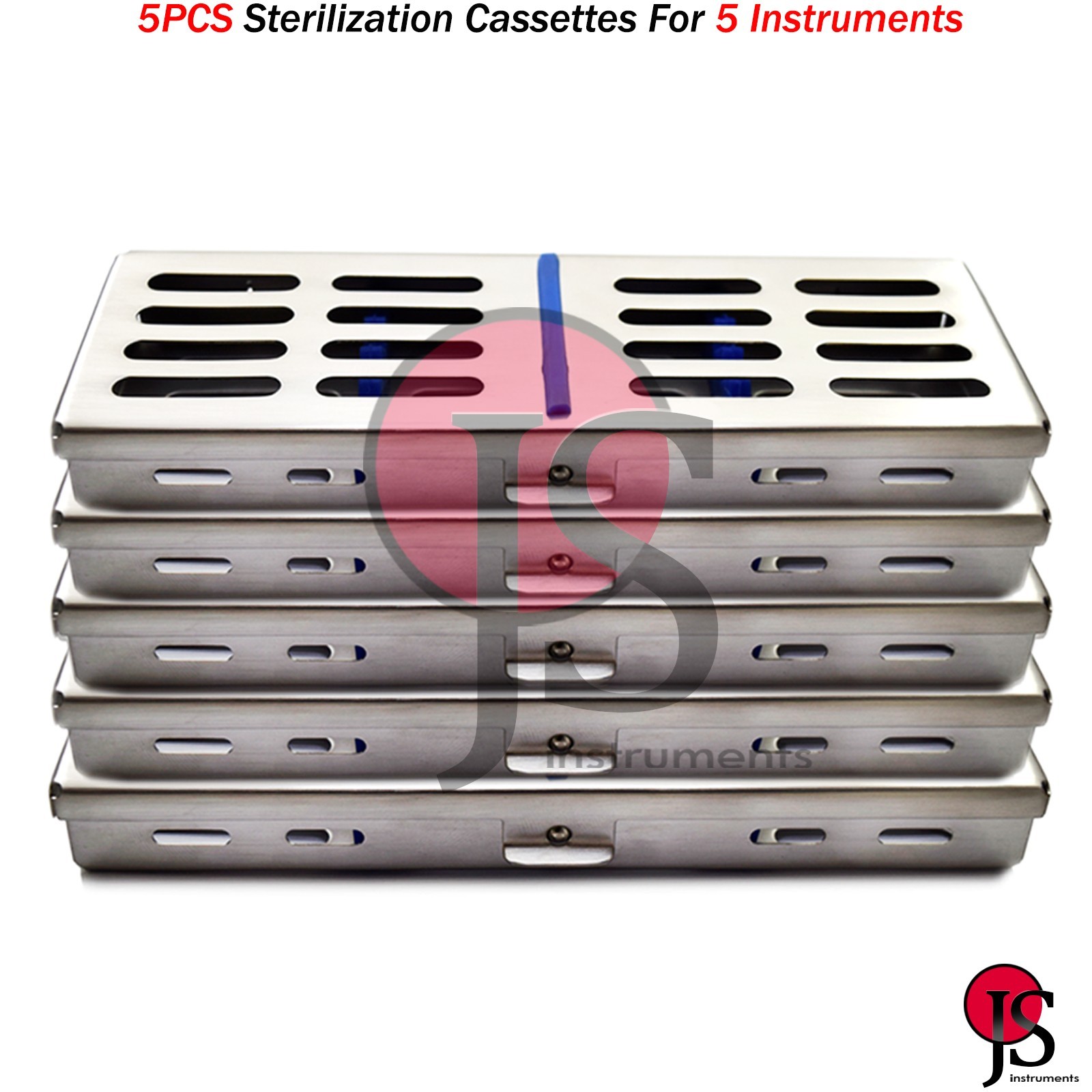 5 Pieces Dental Autoclave Sterilization Cassette Tray Rack For 5 Instruments