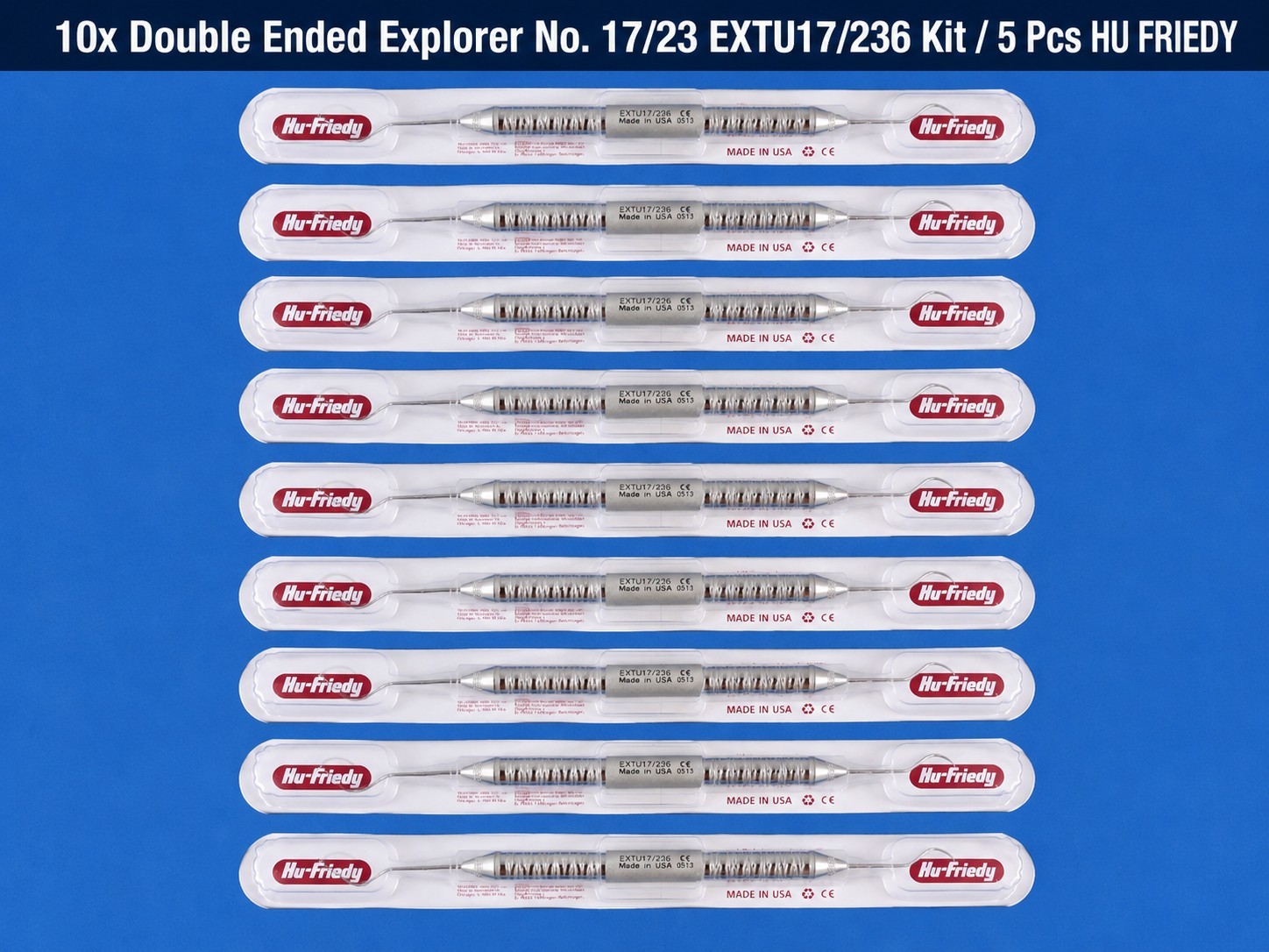 10x Double Ended Explorer No 17/23 EXTU17/236 Kit / HU FRIEDY