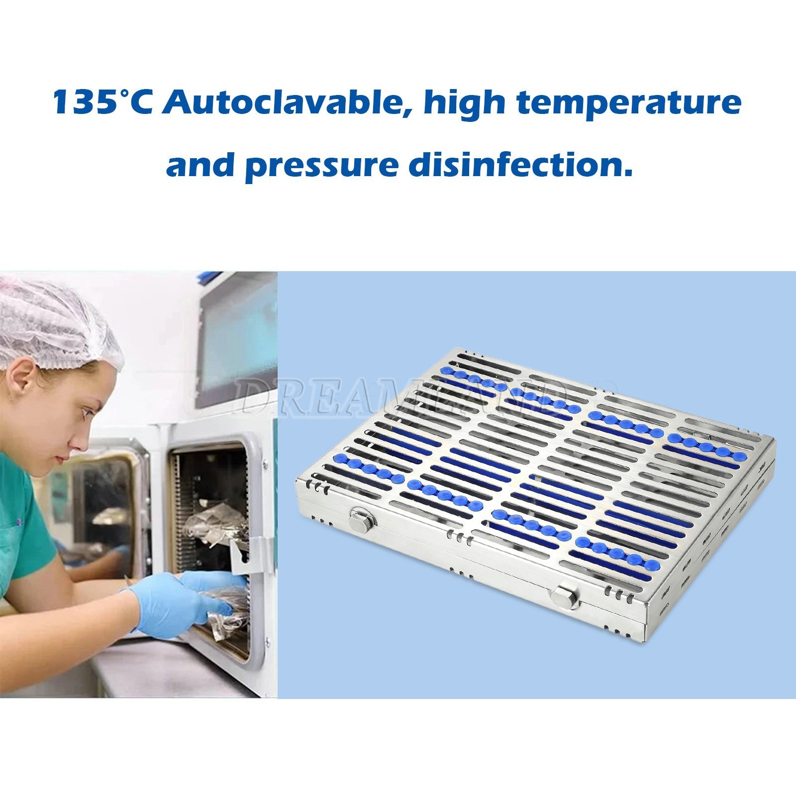 NEW 3 DENTAL AUTOCLAVE STERILIZATION CASSETTE RACK BOX TRAY FOR 20 INSTRUMENTS