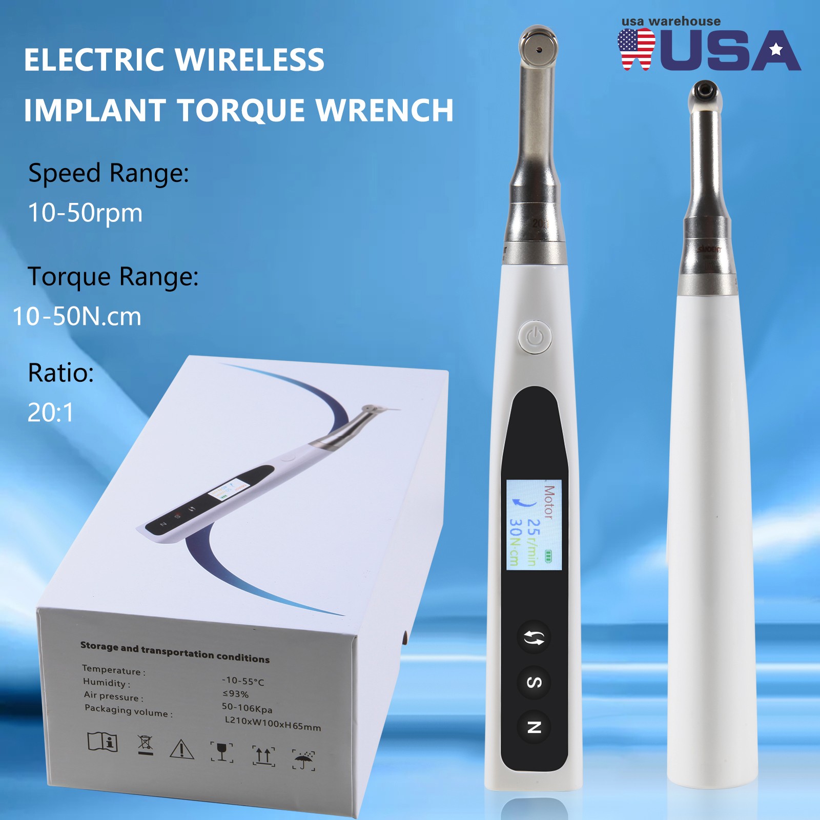 Dental Electric Torque Wrench Tip 360° Cordless Endodontic Implant Handpiece US