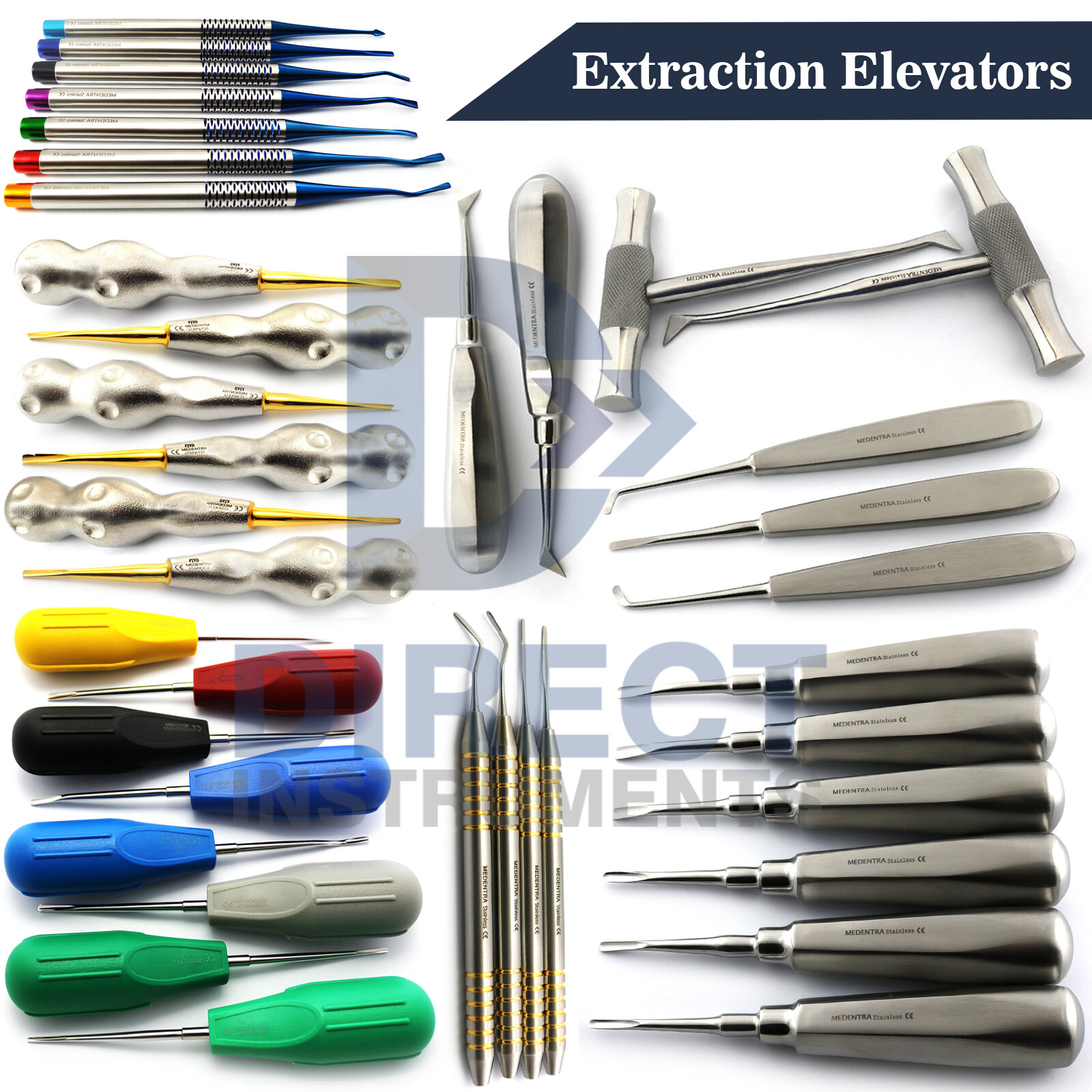 MEDENTRA Dental Elevators Tooth Extraction Luxating Root Tip Implant Surgical CE