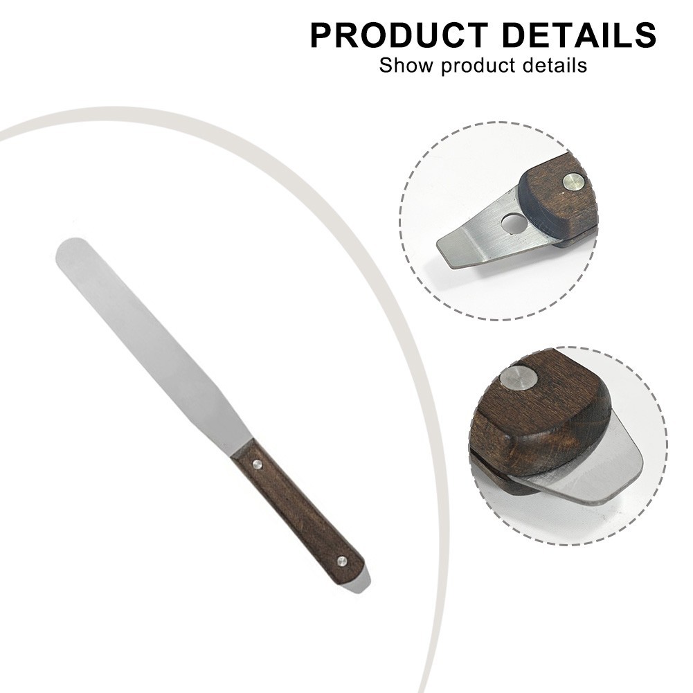 8 Inch Stainless Steel Dental Spatula with Firm Grip Non Slip Wooden Handle