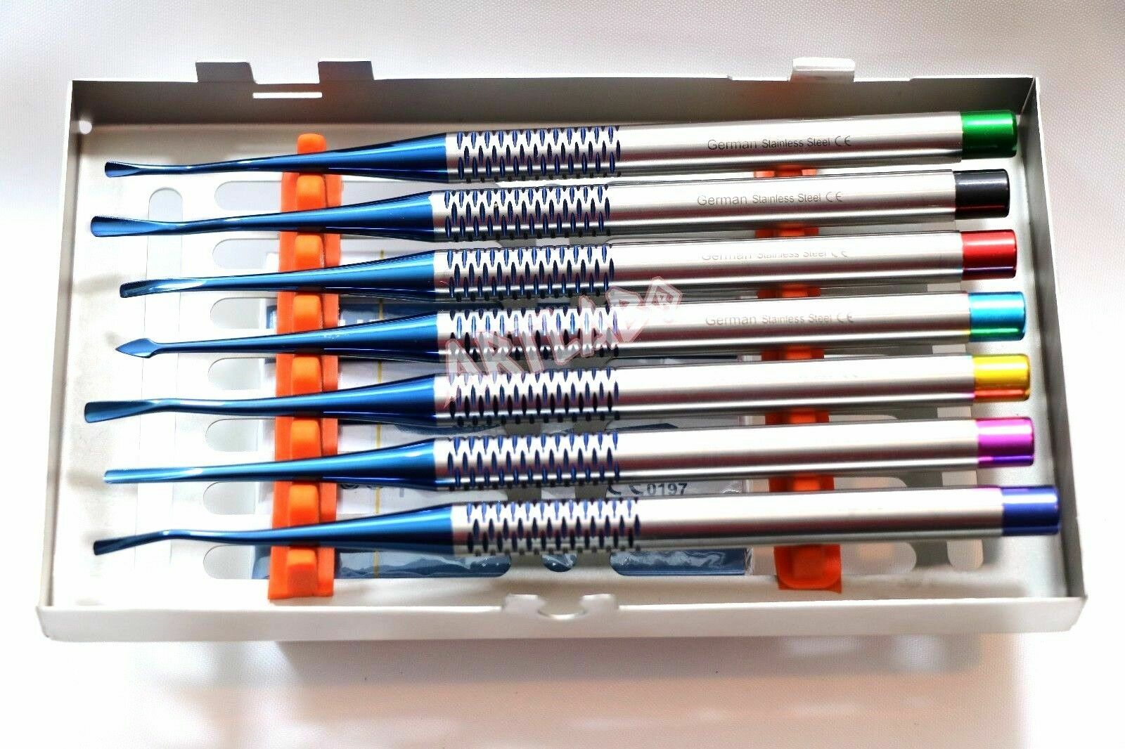 German Stainless Dental Elevator PDL Proximators/Luxating Set of 7 W/Cassette