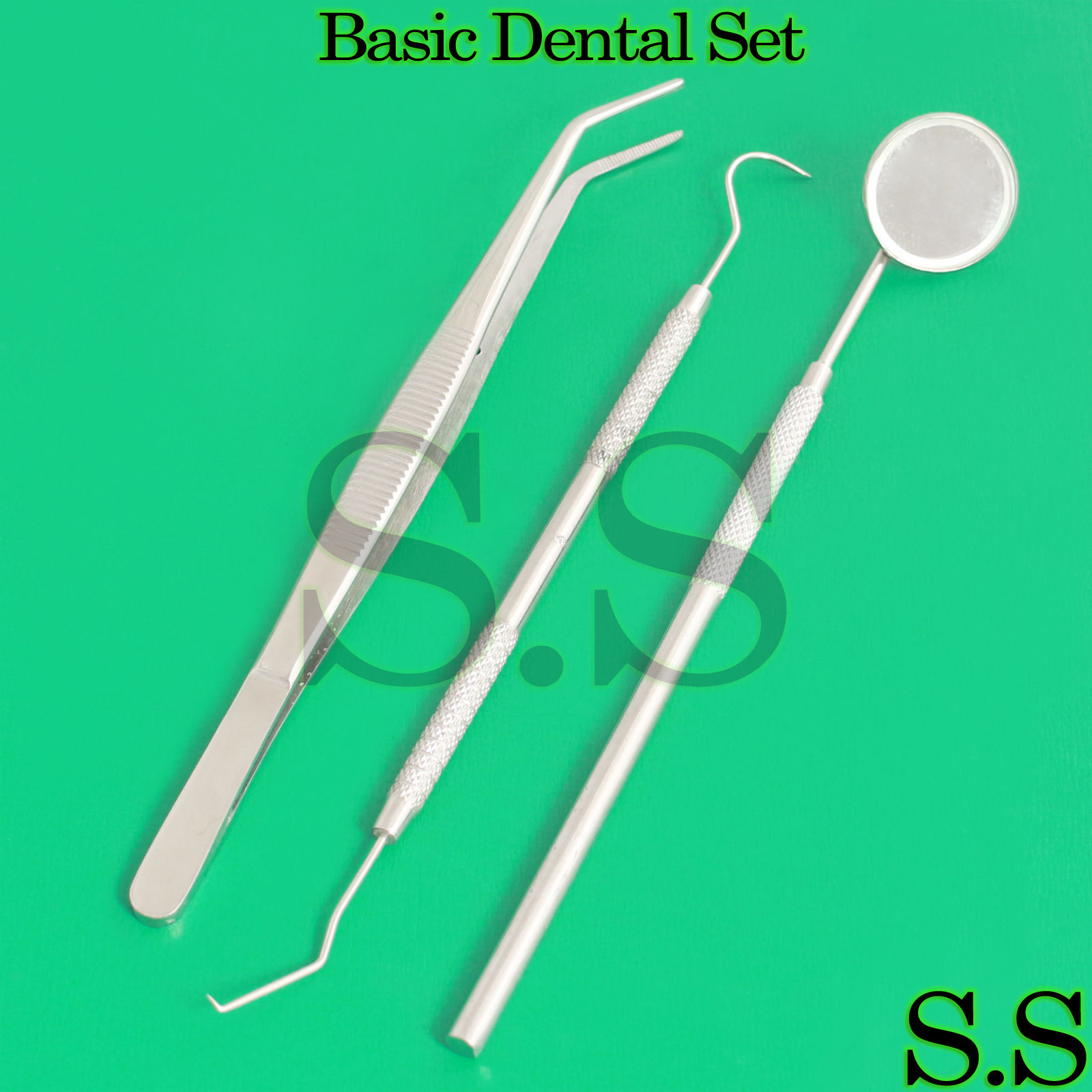 15 Instruments Basic Dental Set Mirror Explorer Probe Pliers (5 OF EACH)