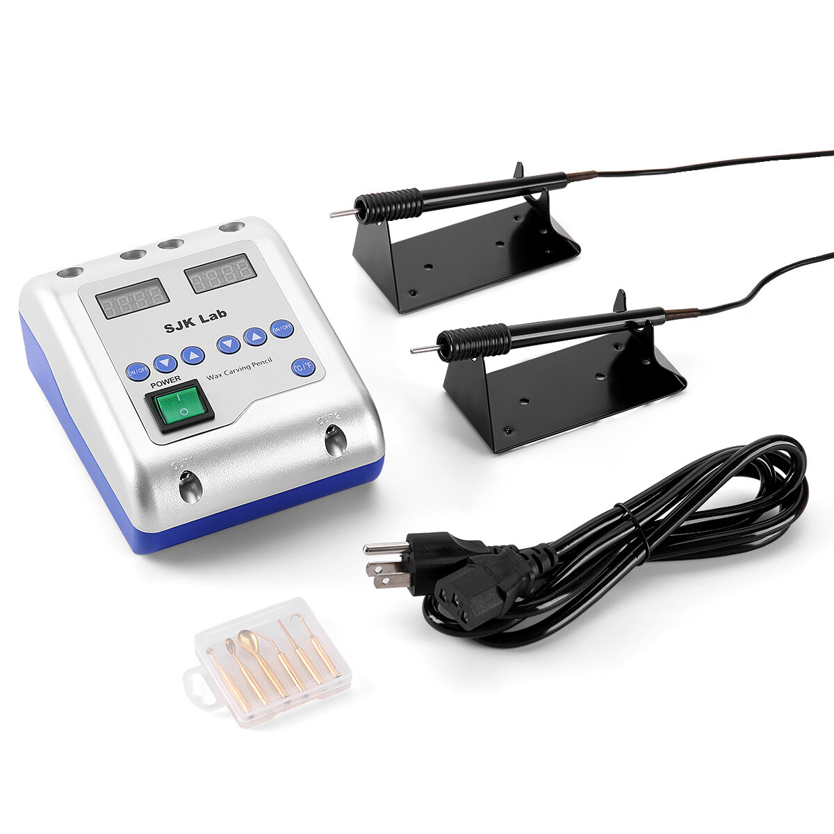 SJK Dental Lab Electric Wax Knife Waxer Carving Pencil Carver with 6 Tips+2 Pens